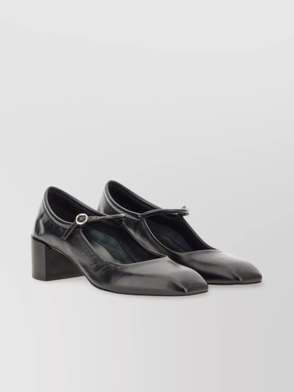 Aeyde Square Toe Leather Block Heel Pumps