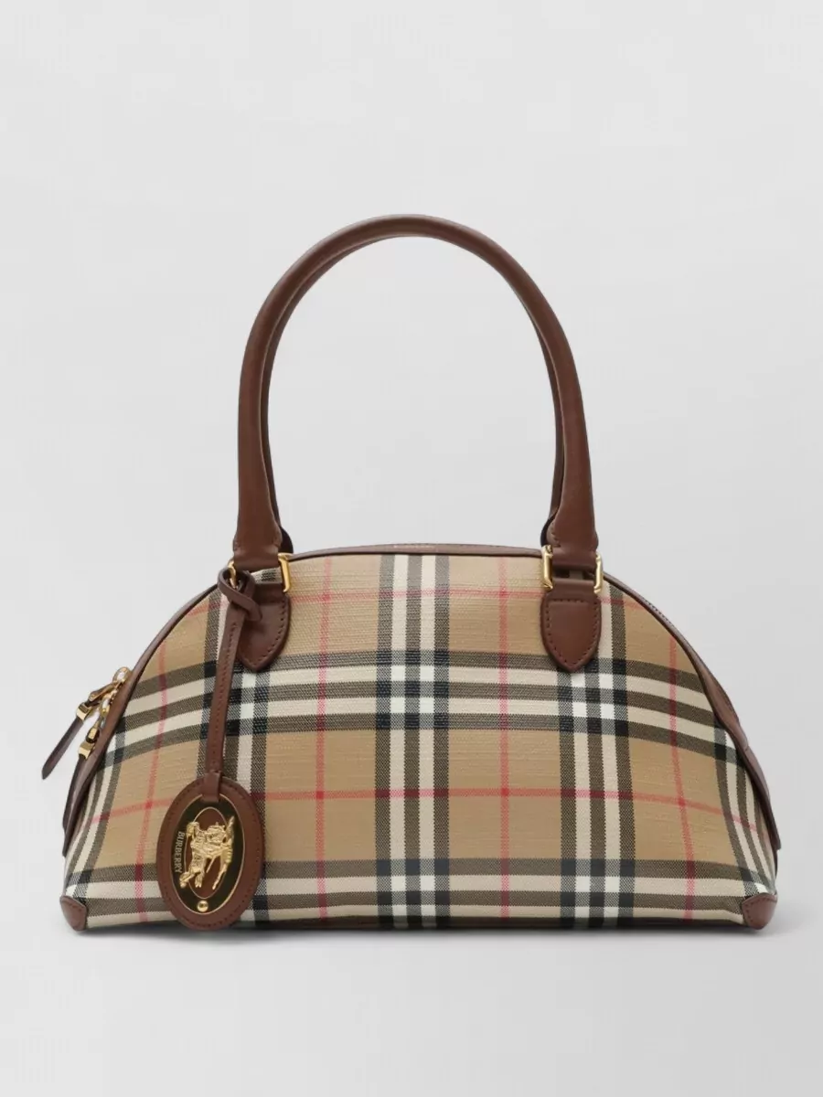 Burberry check small cotton canvas shoulder bag