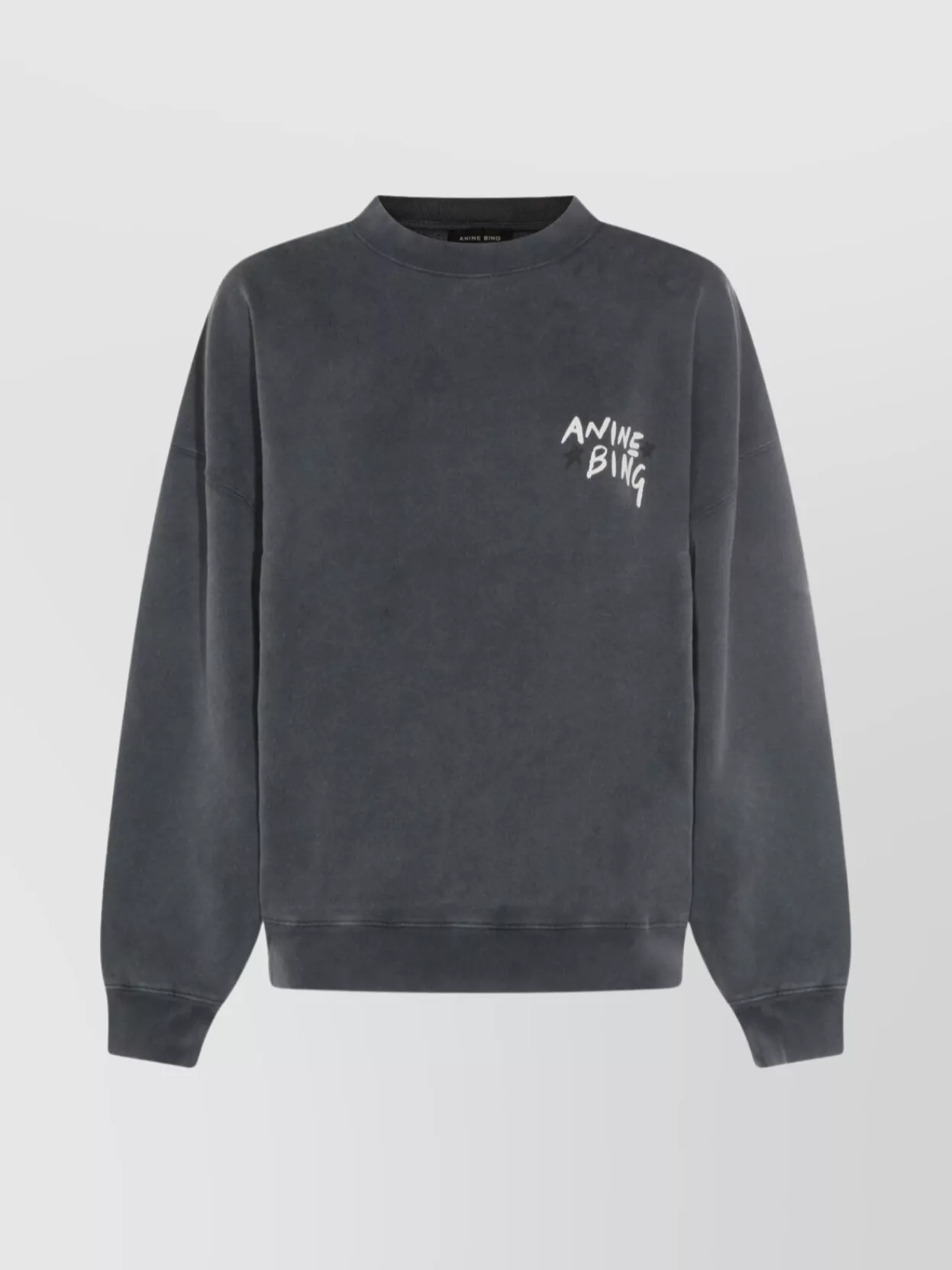 Anine Bing Graphic Print Long Sleeve Knit Sweatshirt In Blue