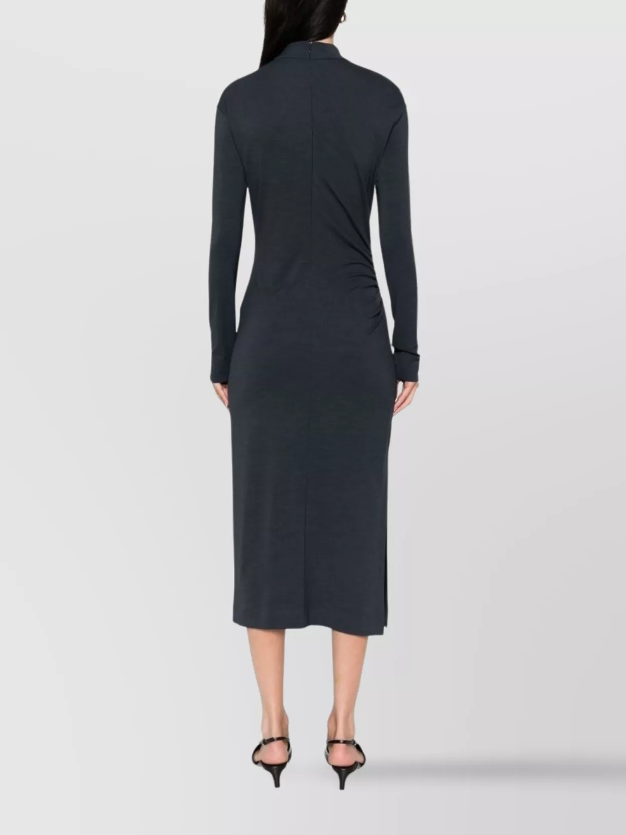 Brunello Cucinelli Wool Blend Midi Dress With Gathered Detail