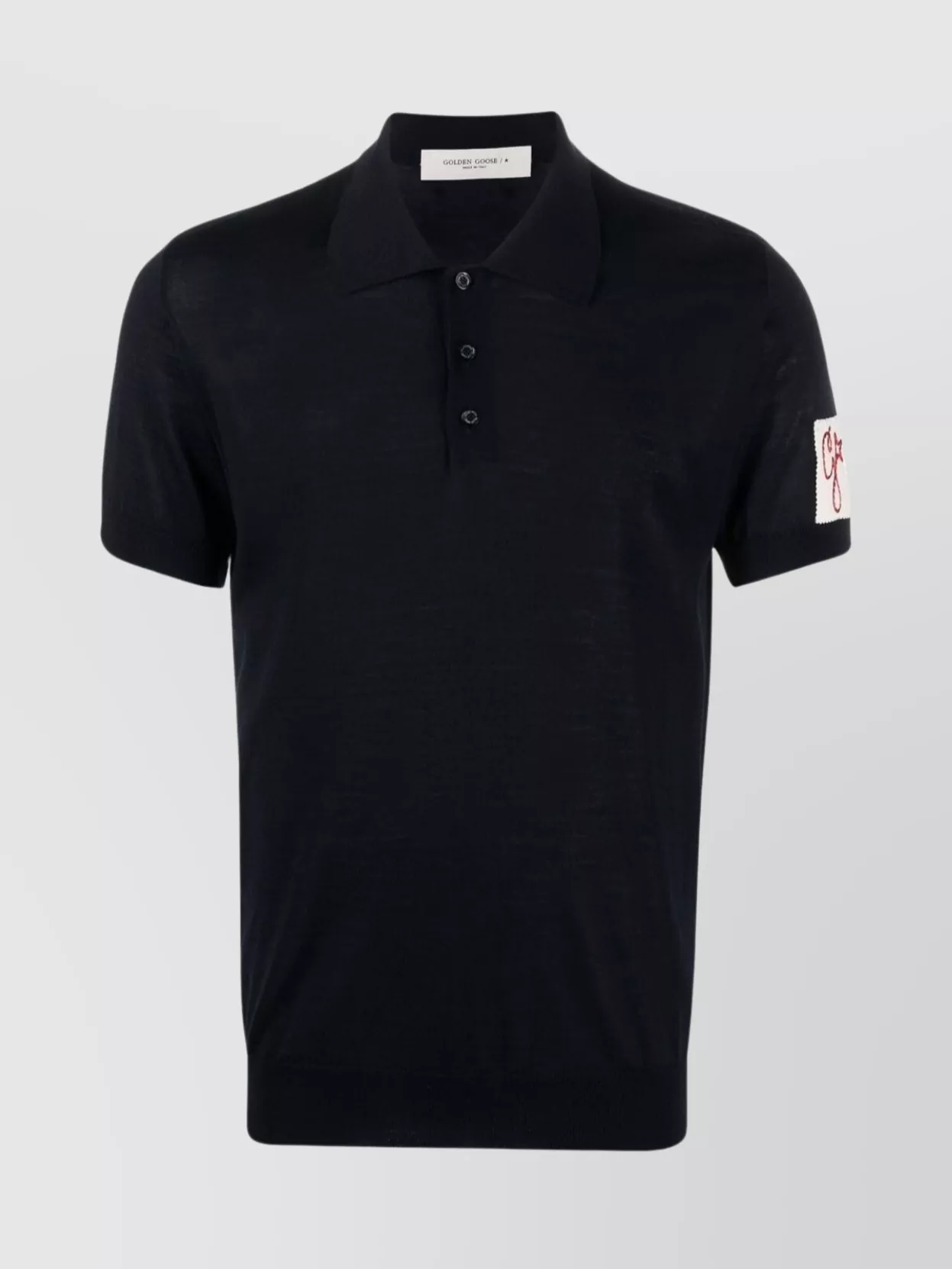 Shop Golden Goose Logo Embroidered Collared Polo T-shirt In Black