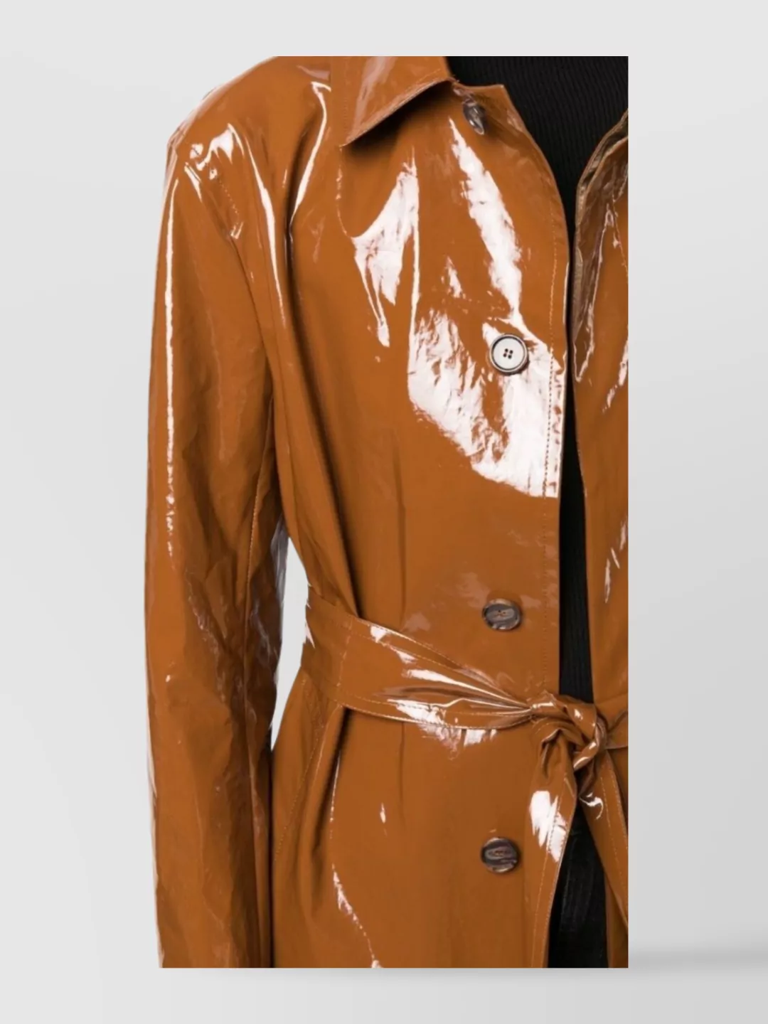 Filippa K Glossy Finish Trench Coat With Belted Waist