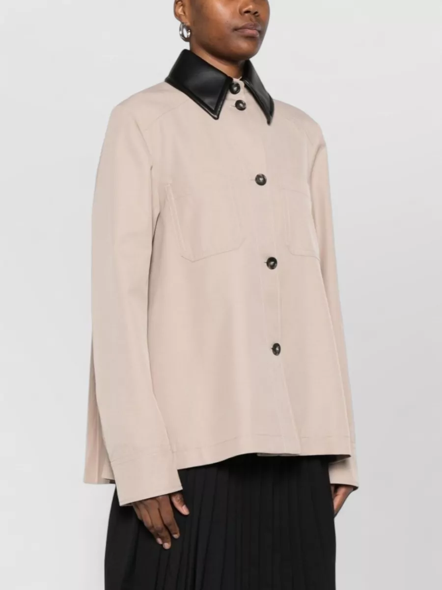 Sportmax Trench Coat Cotton Blend Contrasting Collar