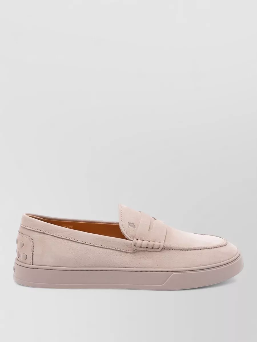 Tod's Suede Penny Loafers Round Toe Design