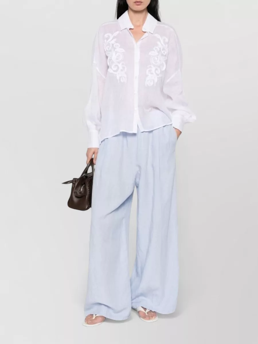 Ermanno Firenze Embroidered Long-Sleeve Blouse