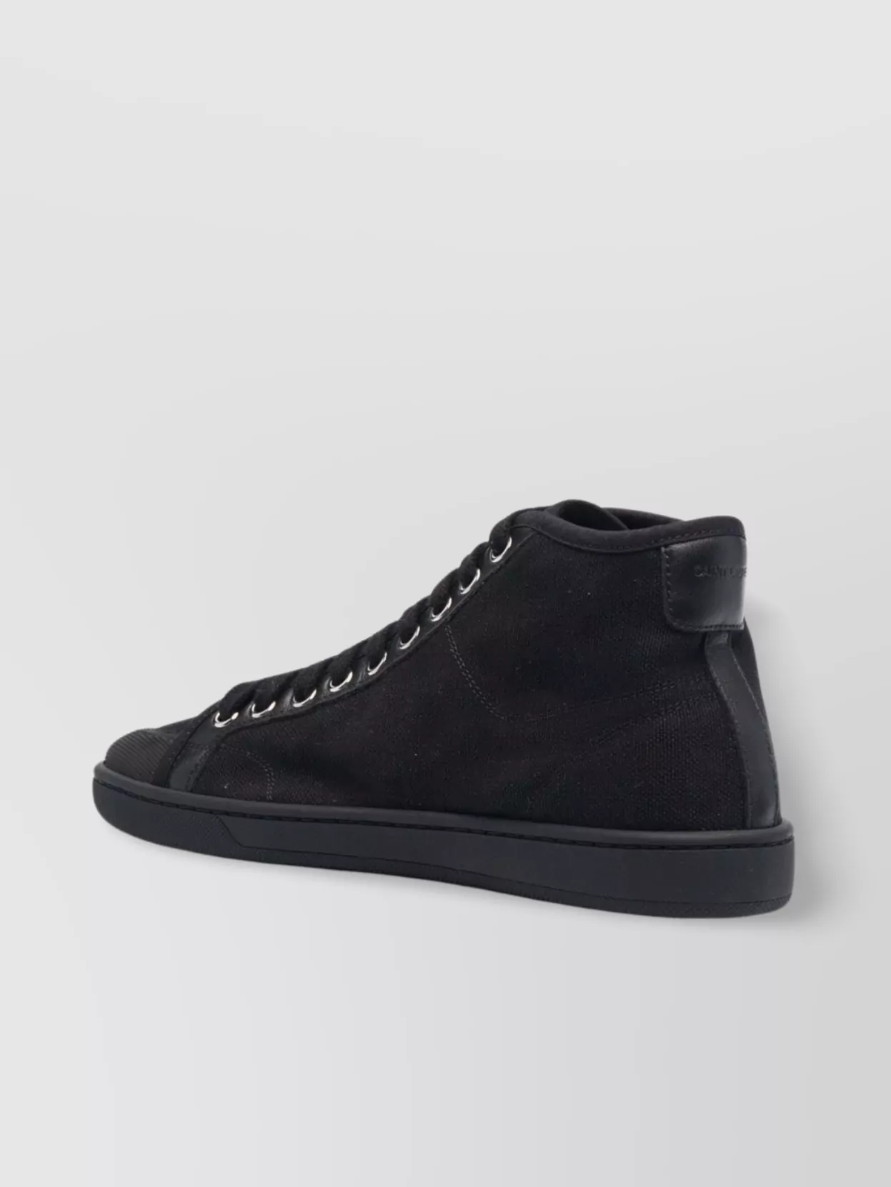 Saint Laurent High-top Leather Lace-up Sneakers In Organic Cotton Canvas In Black
