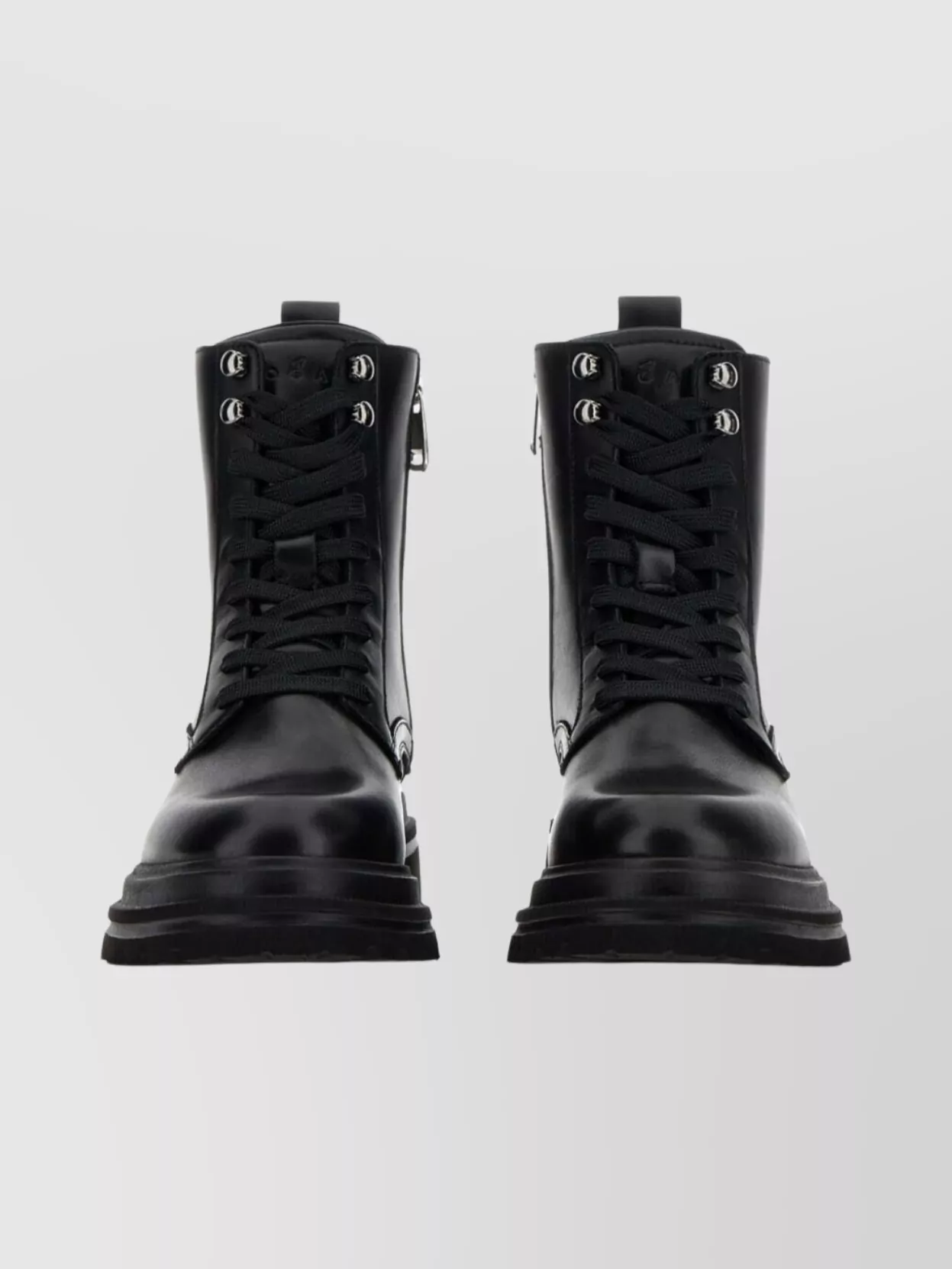 Hogan Chunky Sole Round Toe Boots With Pull Tab