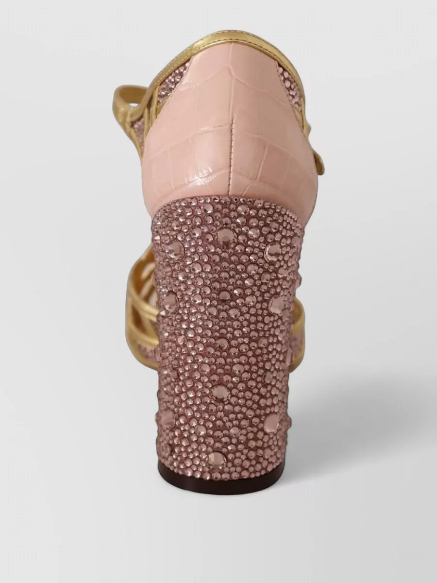 Dolce&Gabbana Silk Leather Crystal T-Strap Pumps
