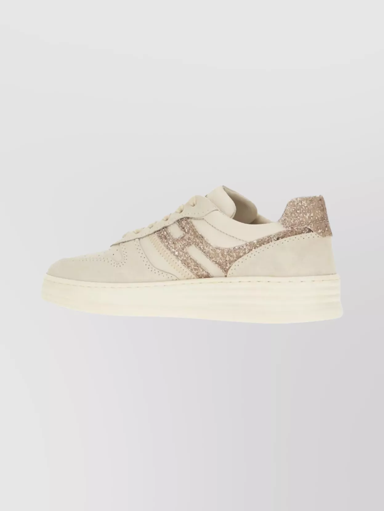 Hogan Sneakers With Glitter And Perforated Accents In White