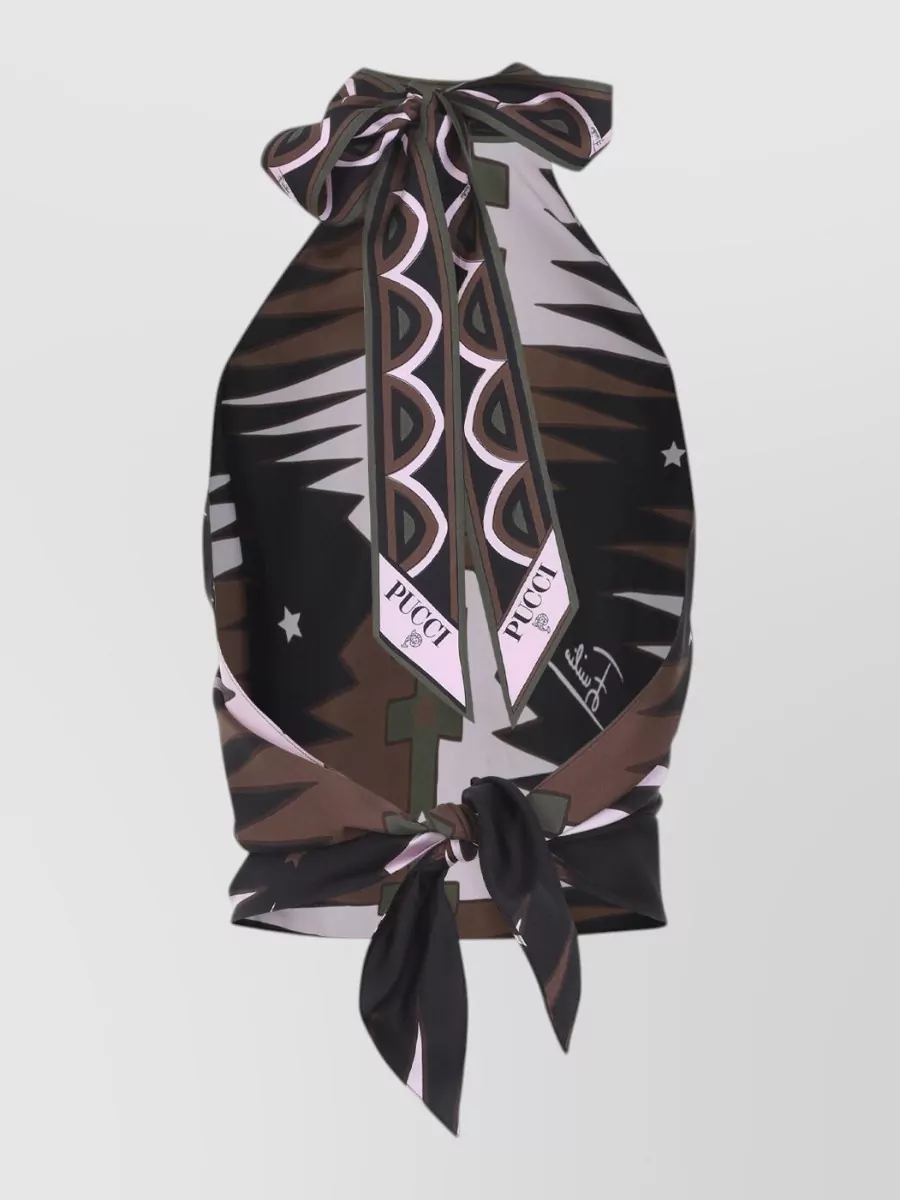 Pucci Silk Printed Halterneck Strapless Top
