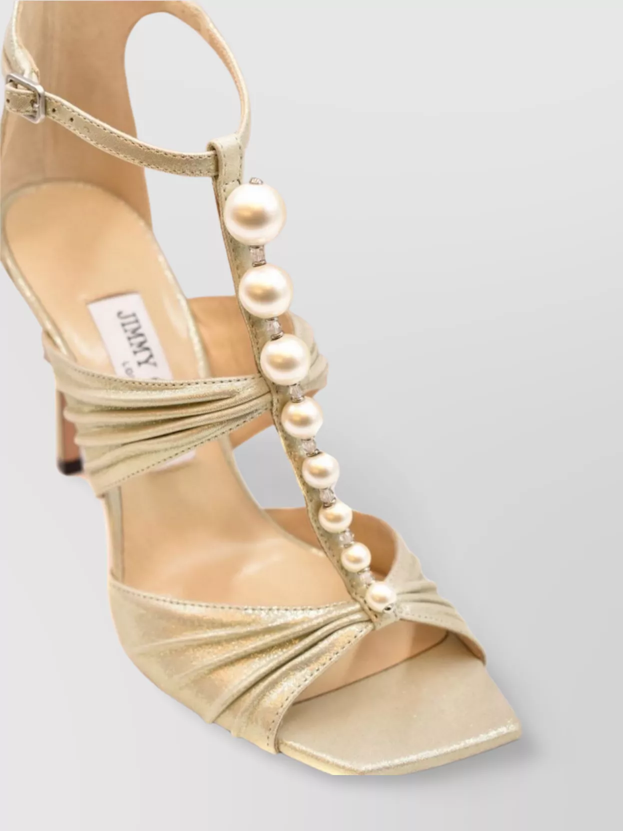 Jimmy Choo Open Toe Pearl T-Bar Sandals
