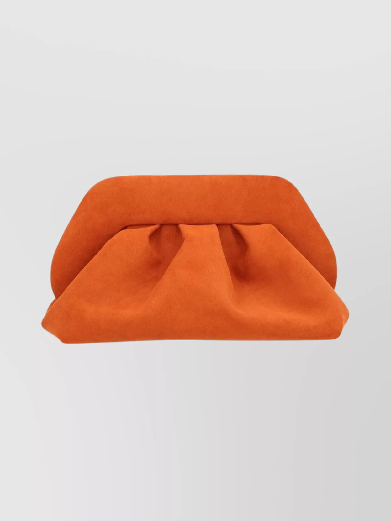 Themoirè Suede Pleated Clutch Bag Detachable Strap In Orange