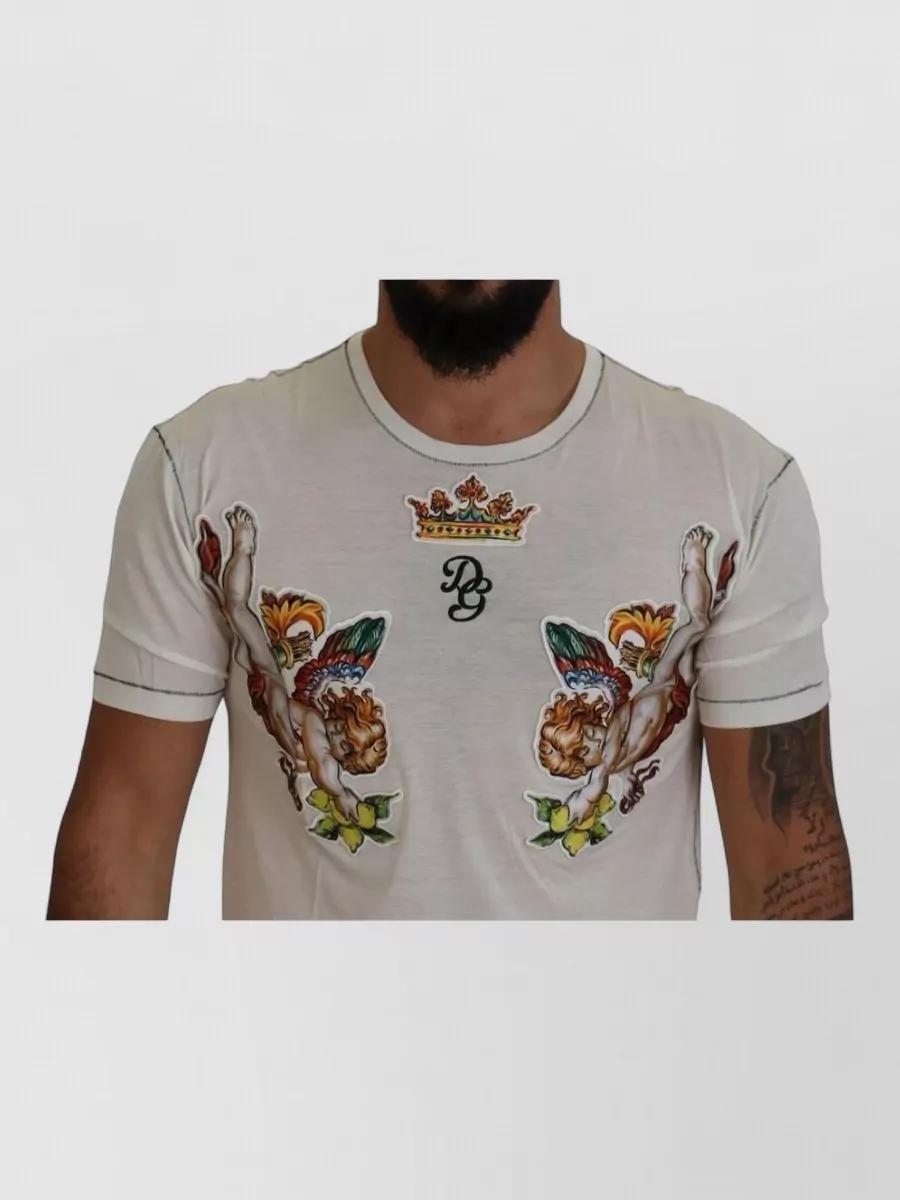 Dolce&Gabbana Silk Cotton Printed Short-Sleeve T-Shirt