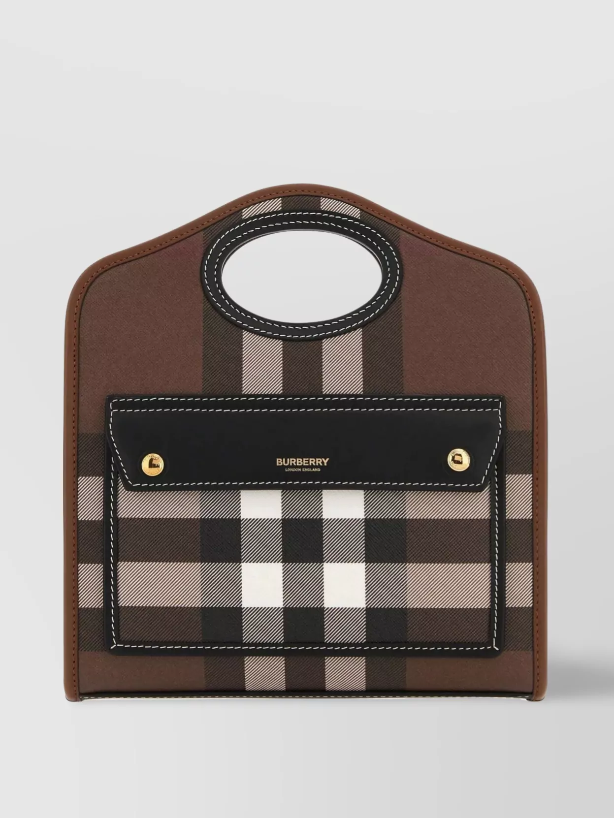 Shop Burberry Mini Pocket Bag In Printed E-canvas And Leather In Brown