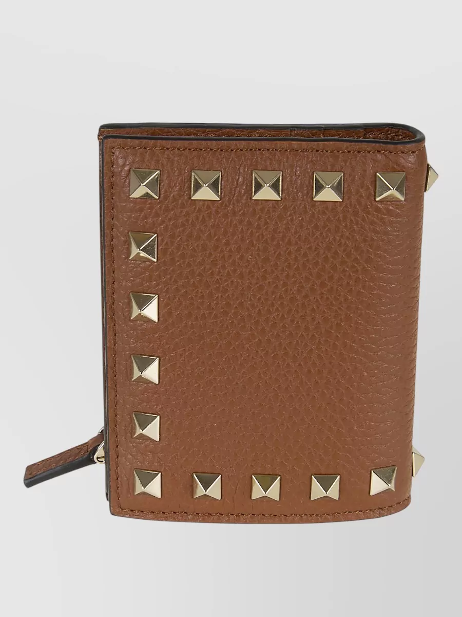 Valentino Garavani Rockstud French Flap Wallet Grained Calfskin