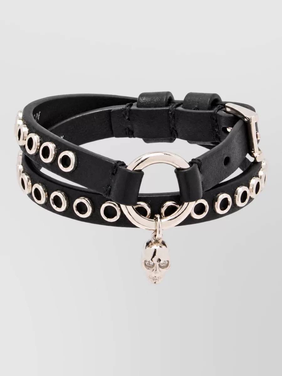 Alexander Mcqueen Leather Skull Bracelet