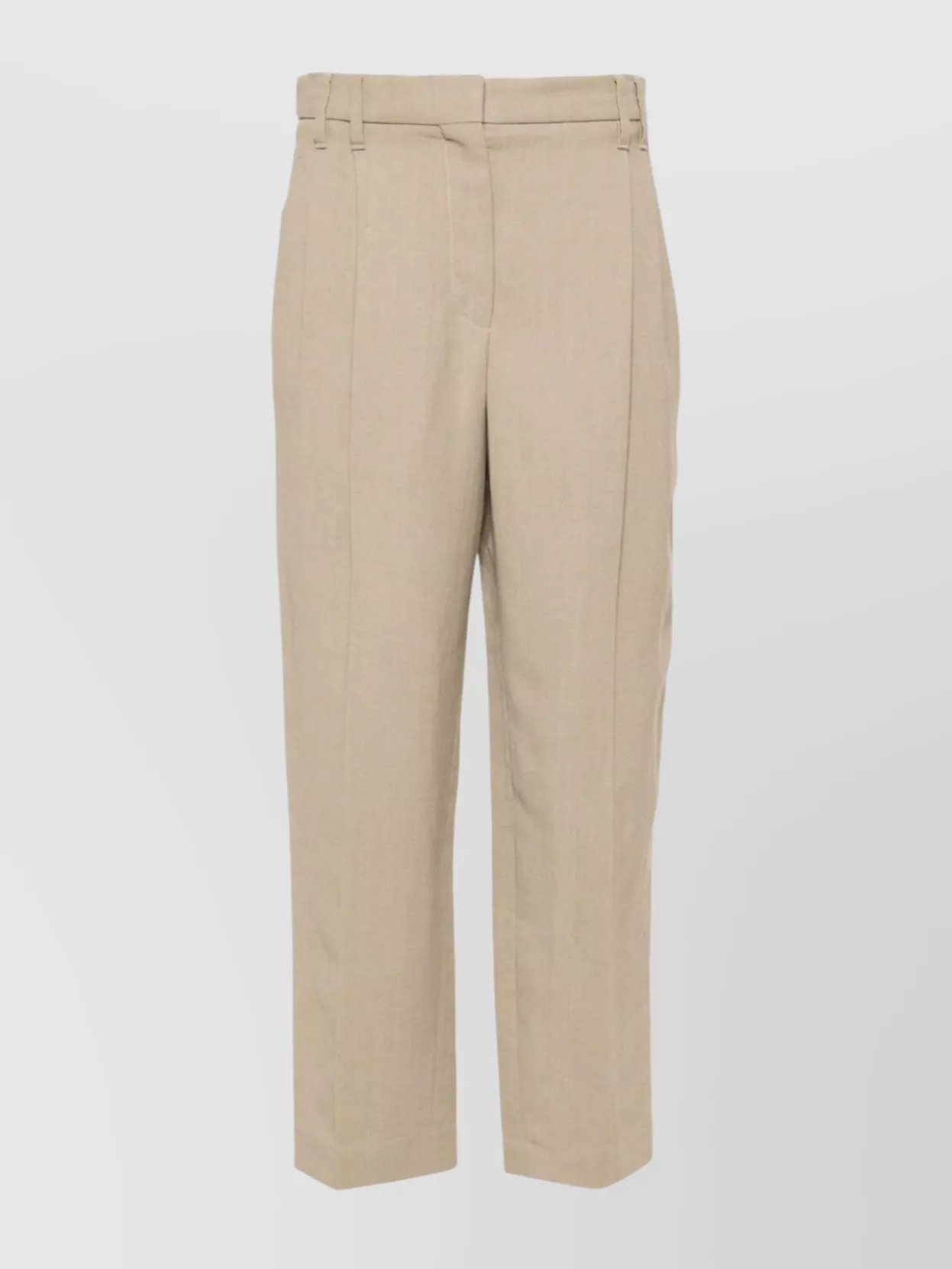 Brunello Cucinelli Cropped Trousers With Belt Loops And Pockets In Neutral