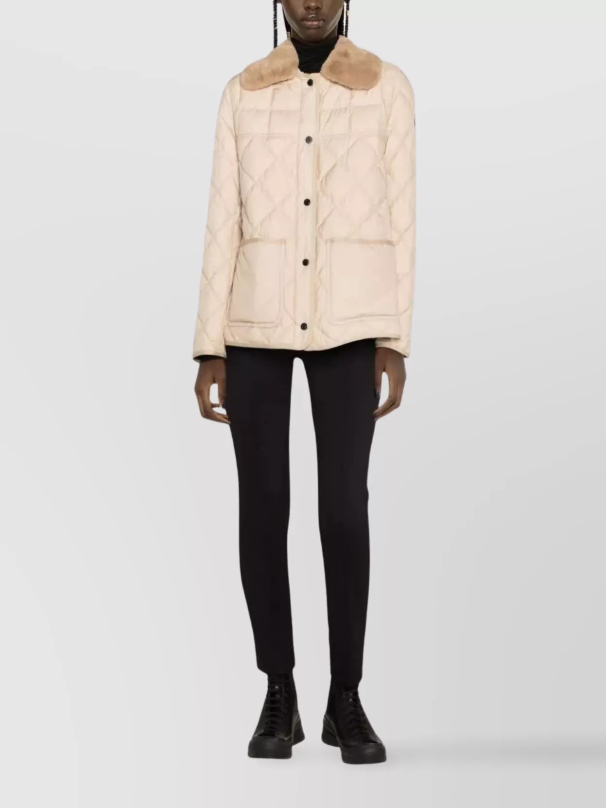 Moncler Slim Fit Stretch Fabric Trousers With Belt Loops And Side Pockets In Black
