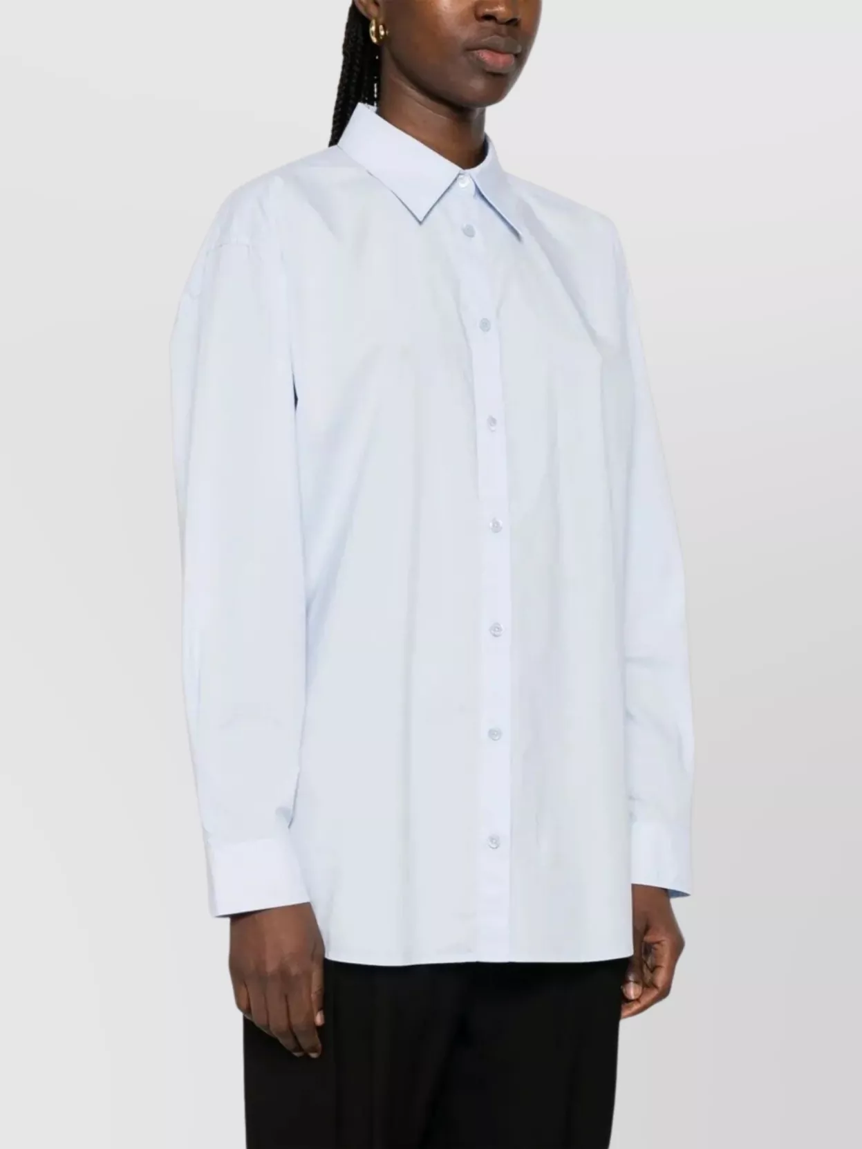Totême Pleated Collar Shirt With Inverted Pleats In Blue
