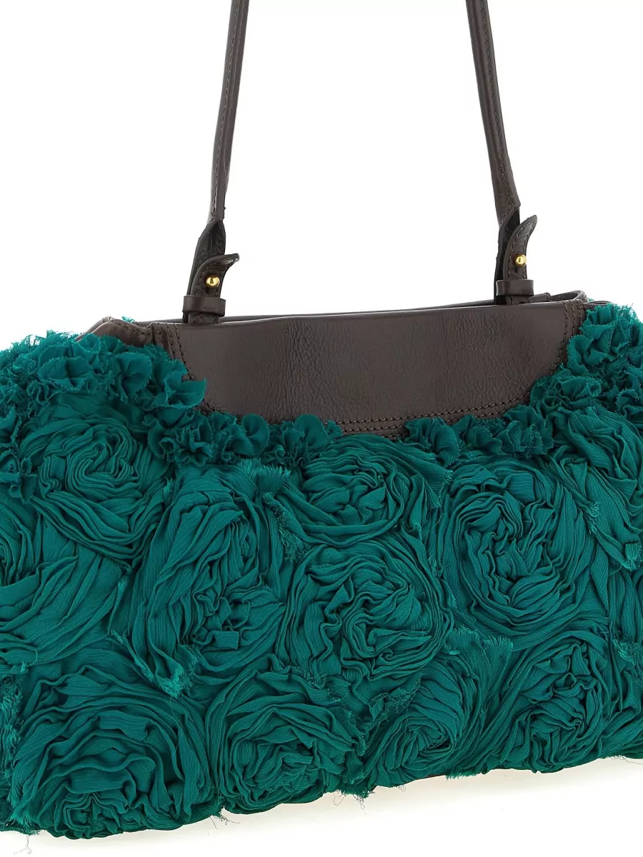Dries Van Noten Leather Rose-Embellished Shoulder Bag