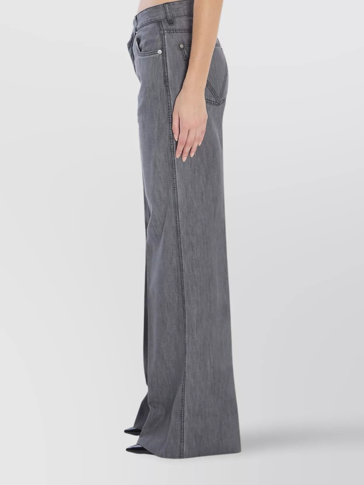 Bottega Veneta Wide-Leg Vintage Denim Trousers Pleats