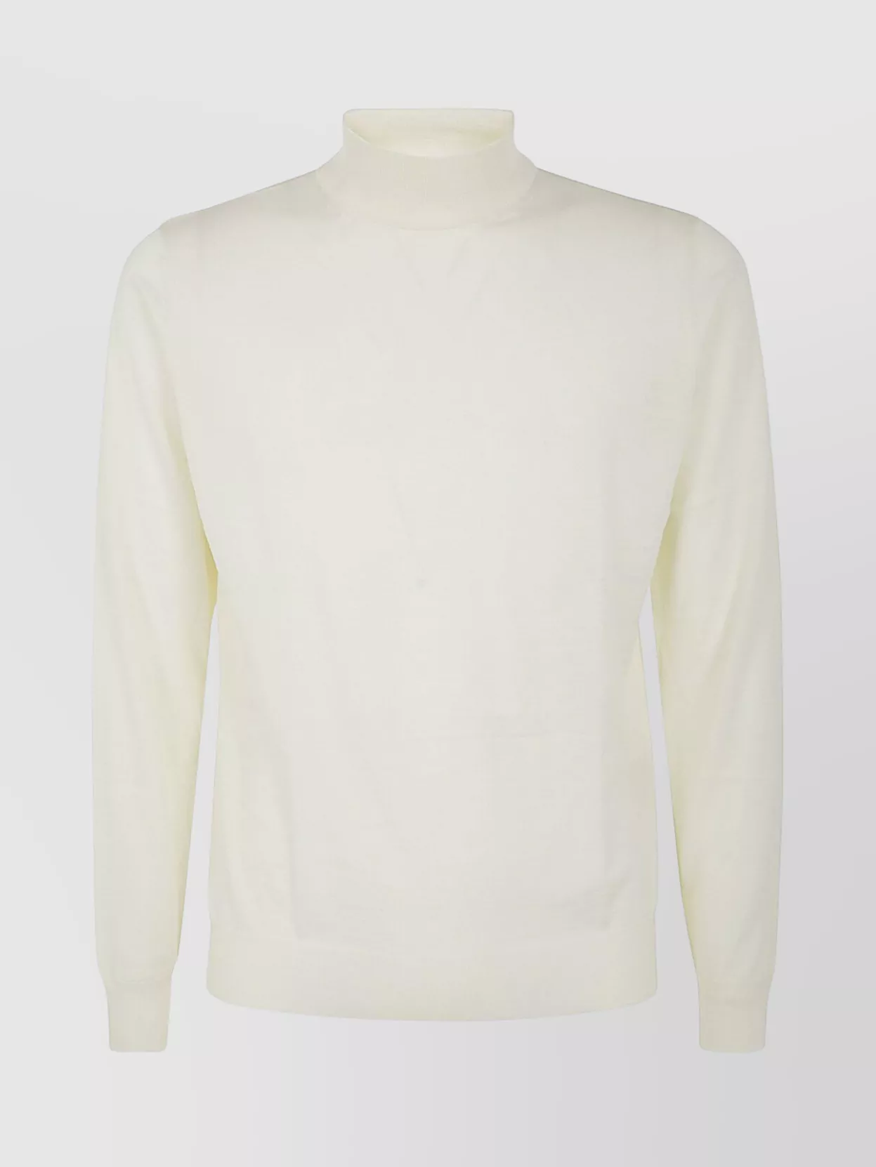 Drumohr Modern Turtleneck Sweater Ribbed Cuffs In White
