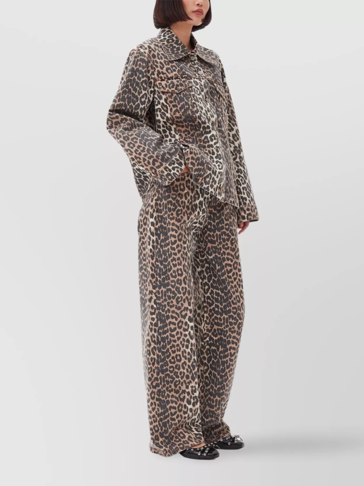 Ganni "leopard Print Denim Jacket"