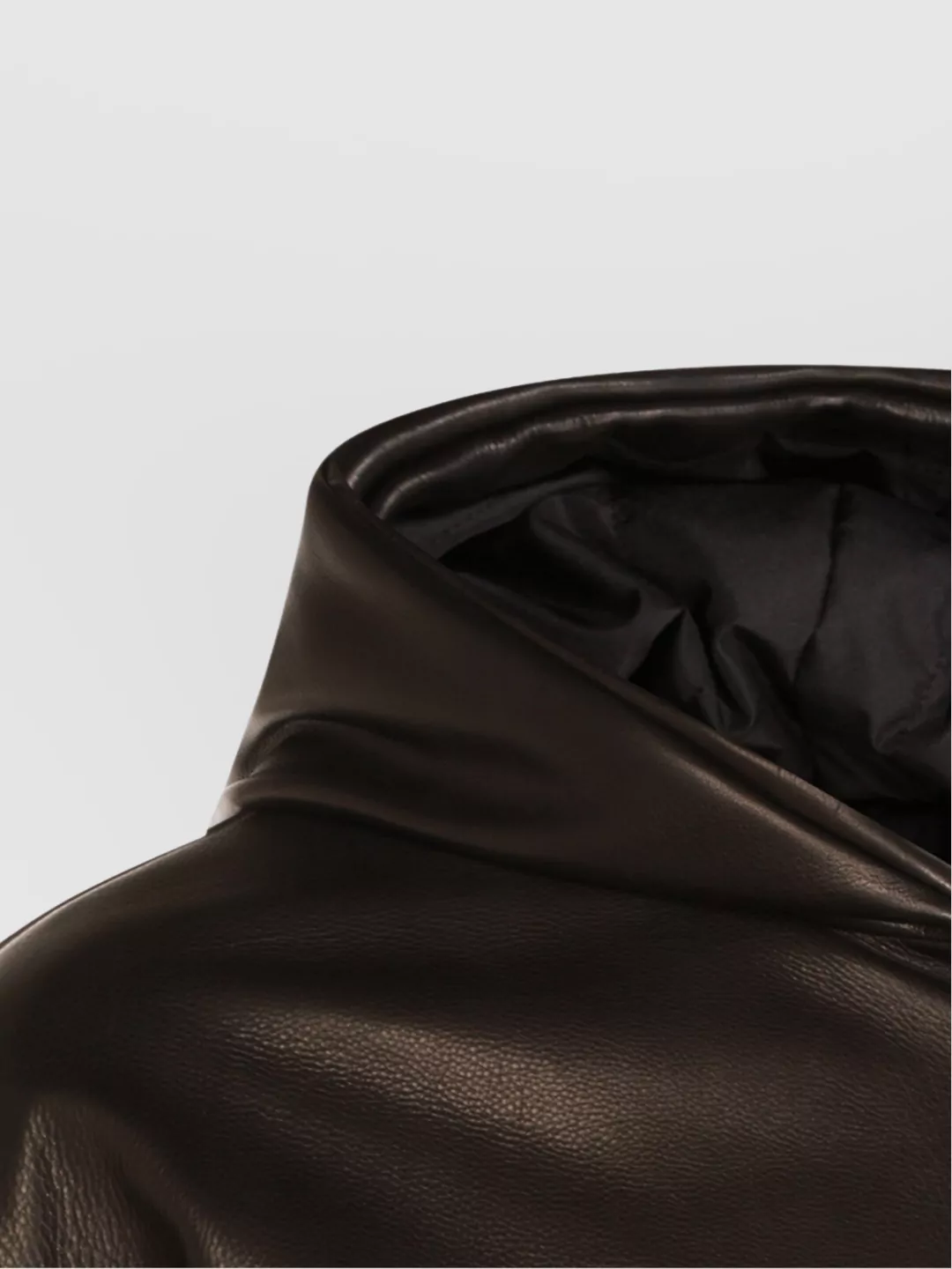 Fear Of God Hooded Leather Jacket With Ribbed Cuffs And Hem