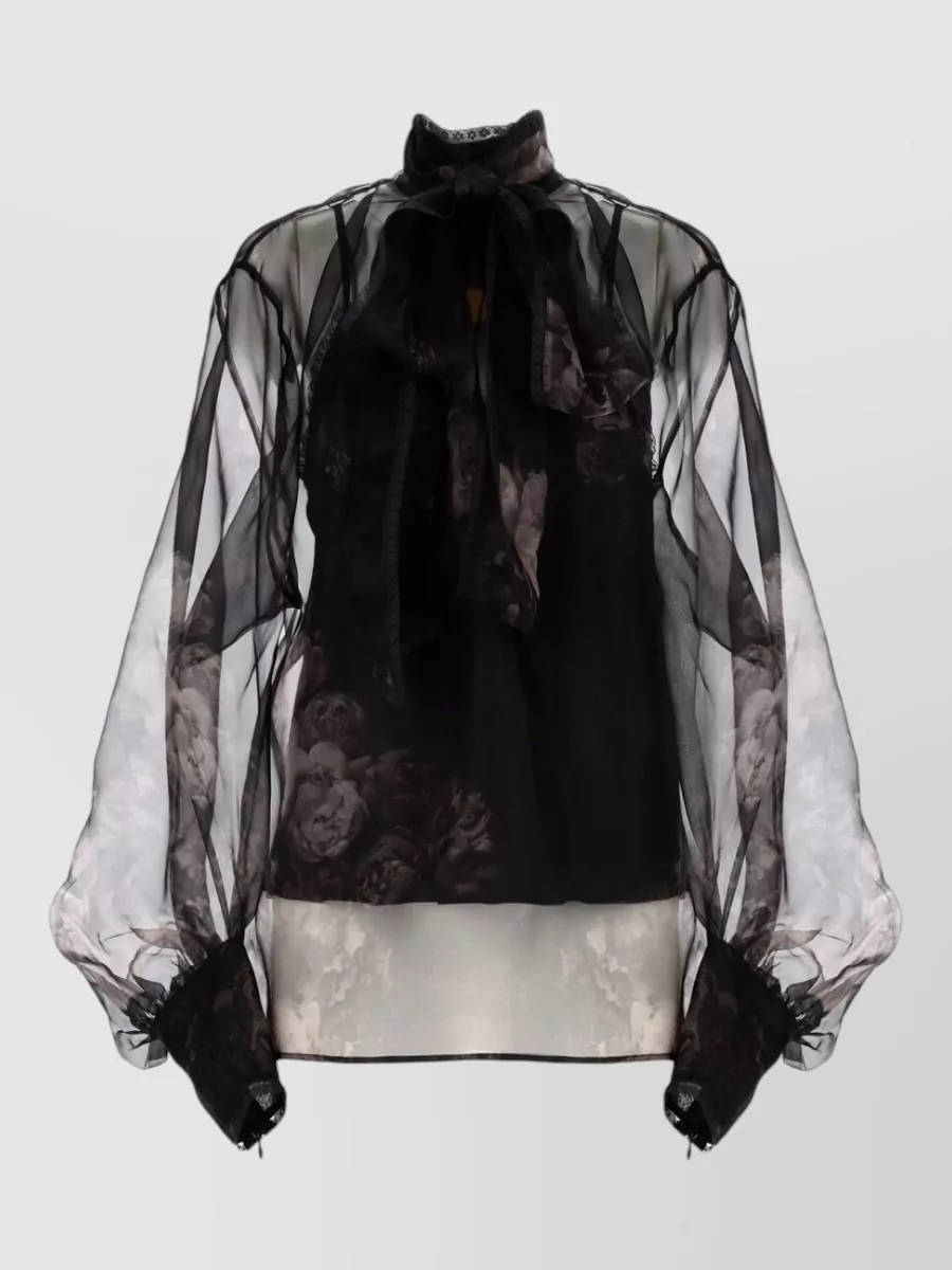 Zimmermann Silk Floral-Print Pussybow Blouse
