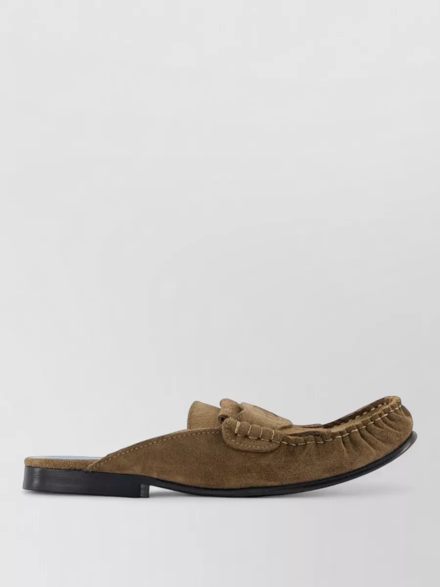 Marni leather square-toe buckle mules