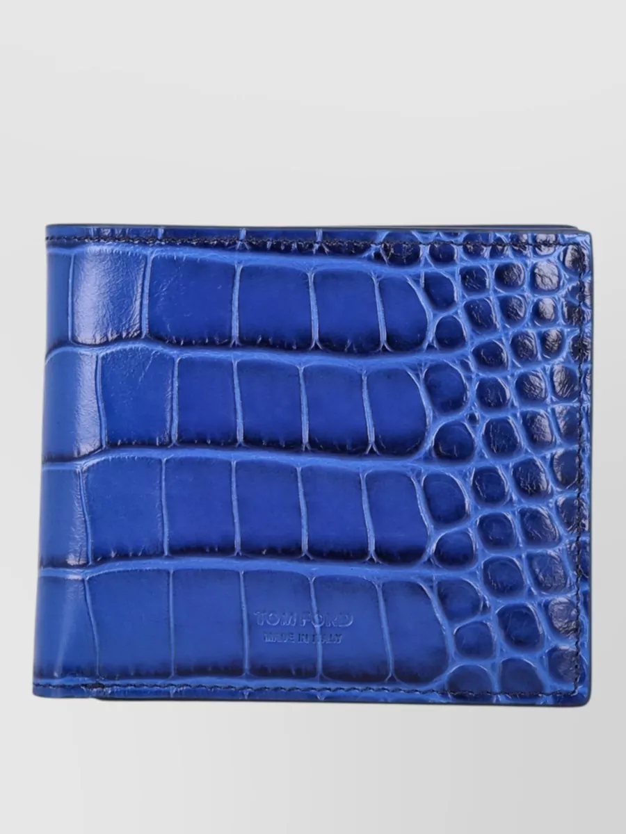 Tom Ford calf leather croc-effect bifold wallet