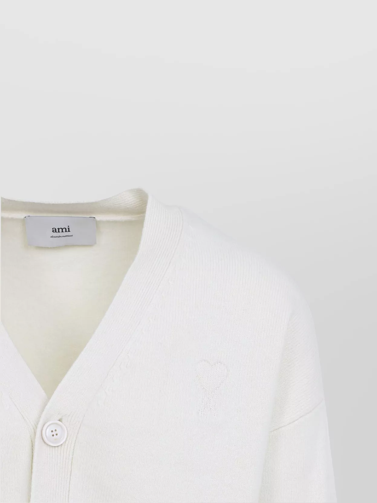 Ami Alexandre Mattiussi V-neck Cardigan With Ribbed Cuffs And Hem In White