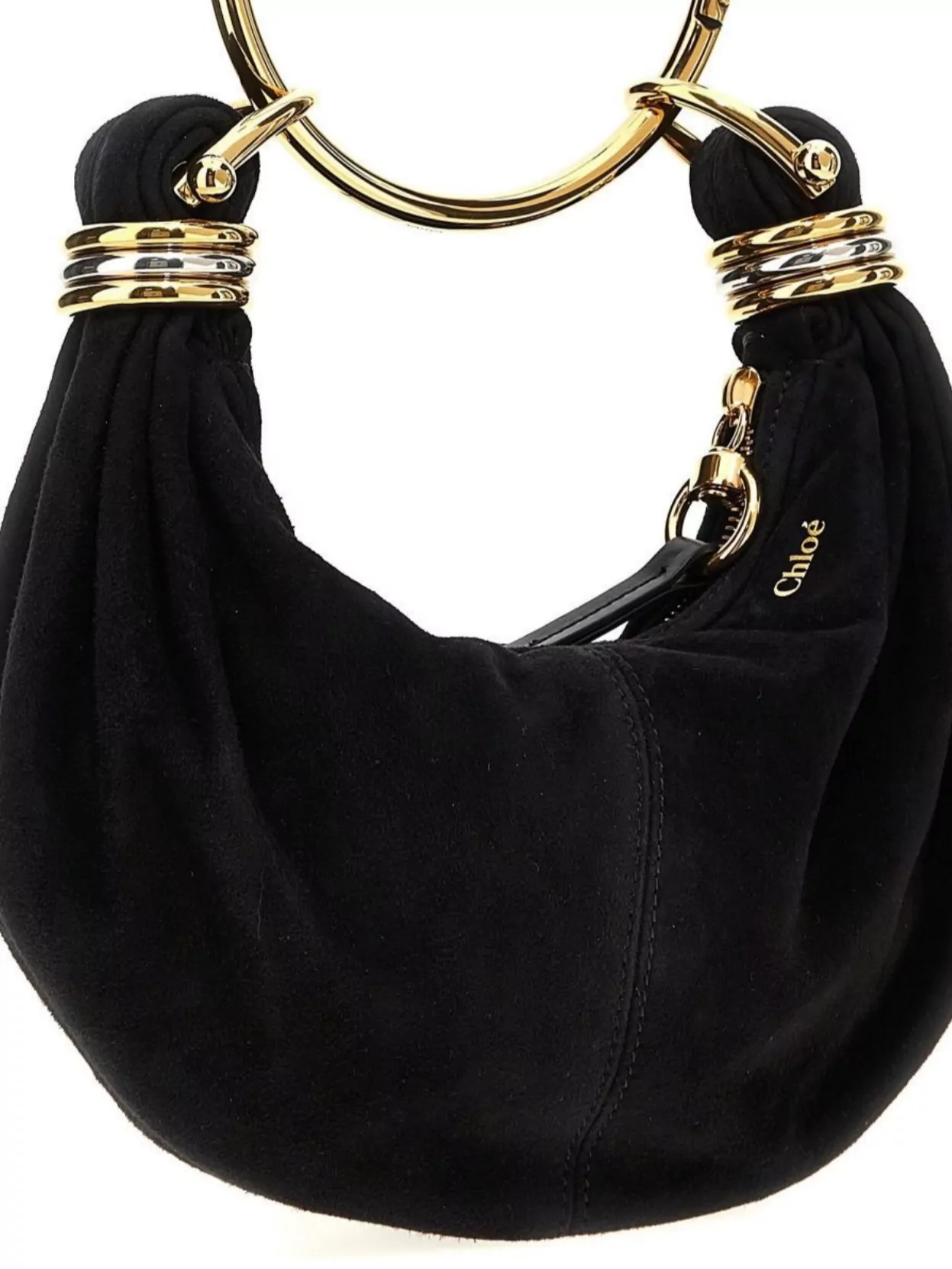 Chloé Chloe Bracelet Suede Top Handle Bag In Black