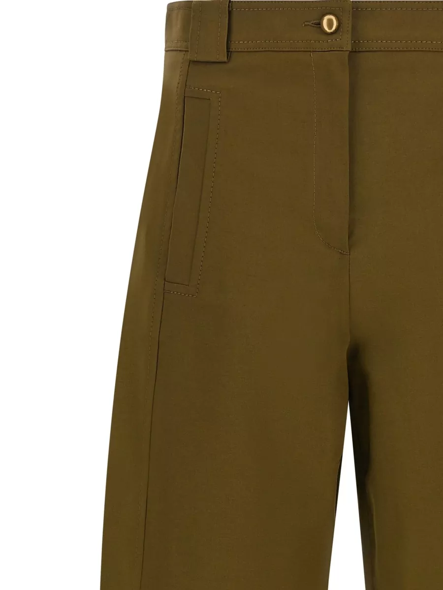 Max Mara Cotton Canvas Cropped Barrel-Leg Trousers