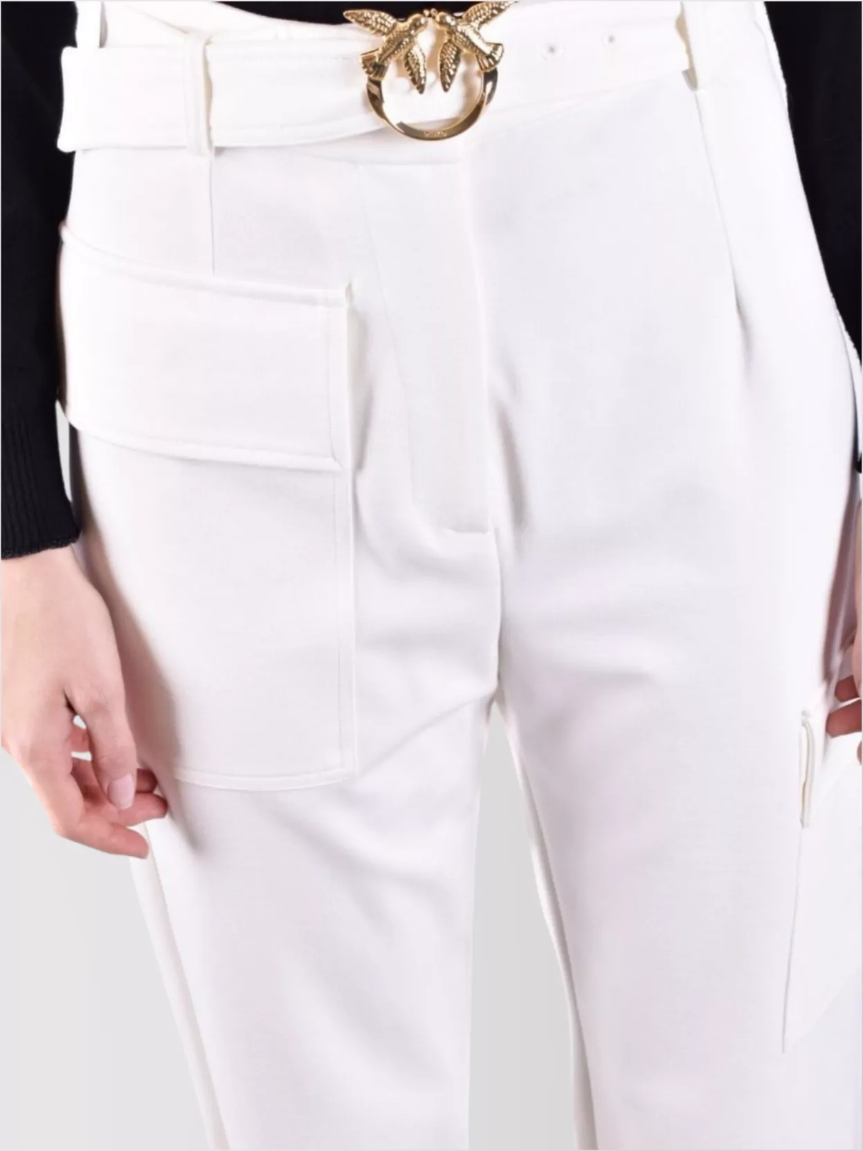 Pinko High Waist Cropped Trousers With Cargo Pockets