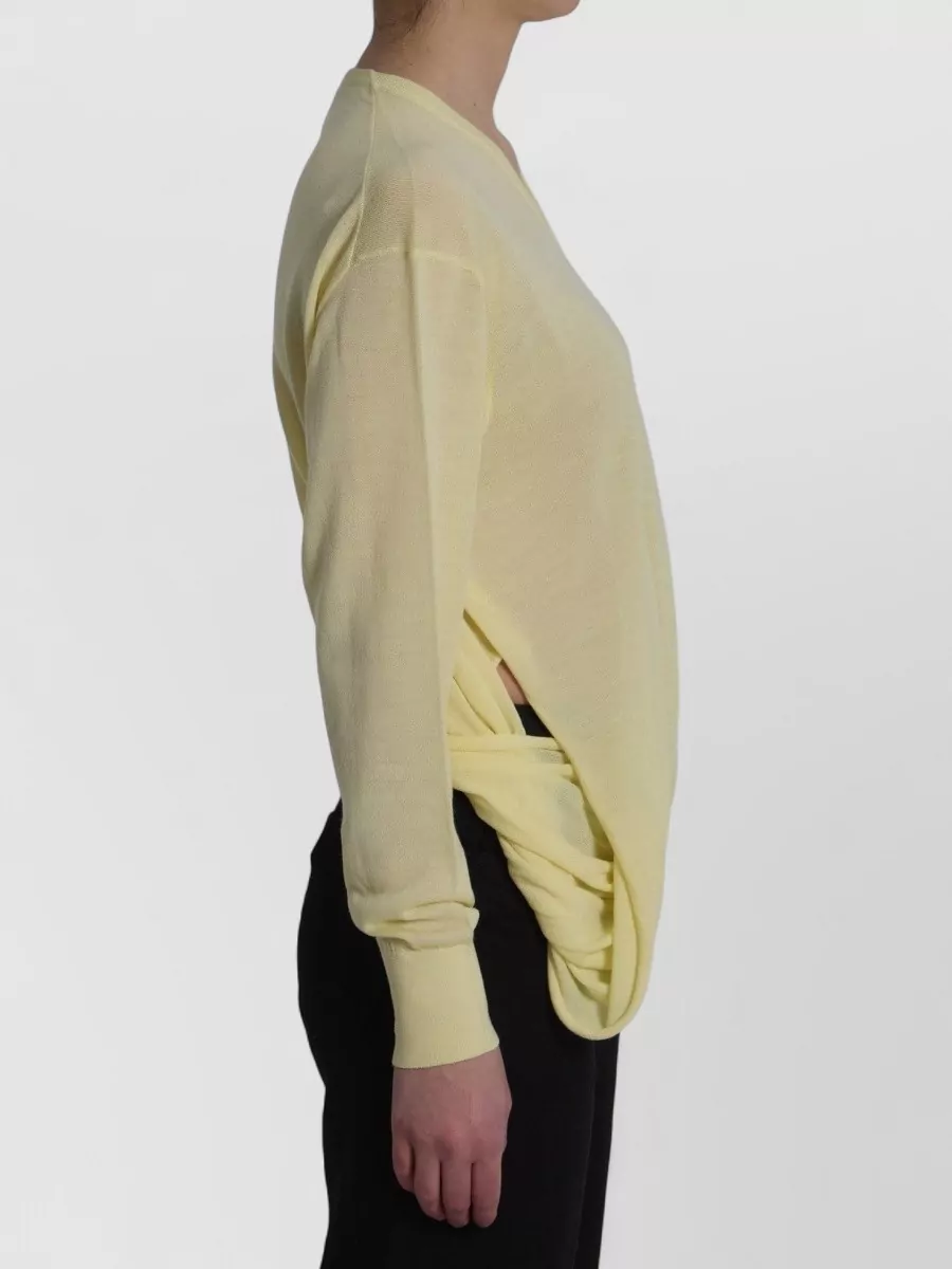 Loewe Ribbed V-Neck Asymmetric Wrap Wool Jumper