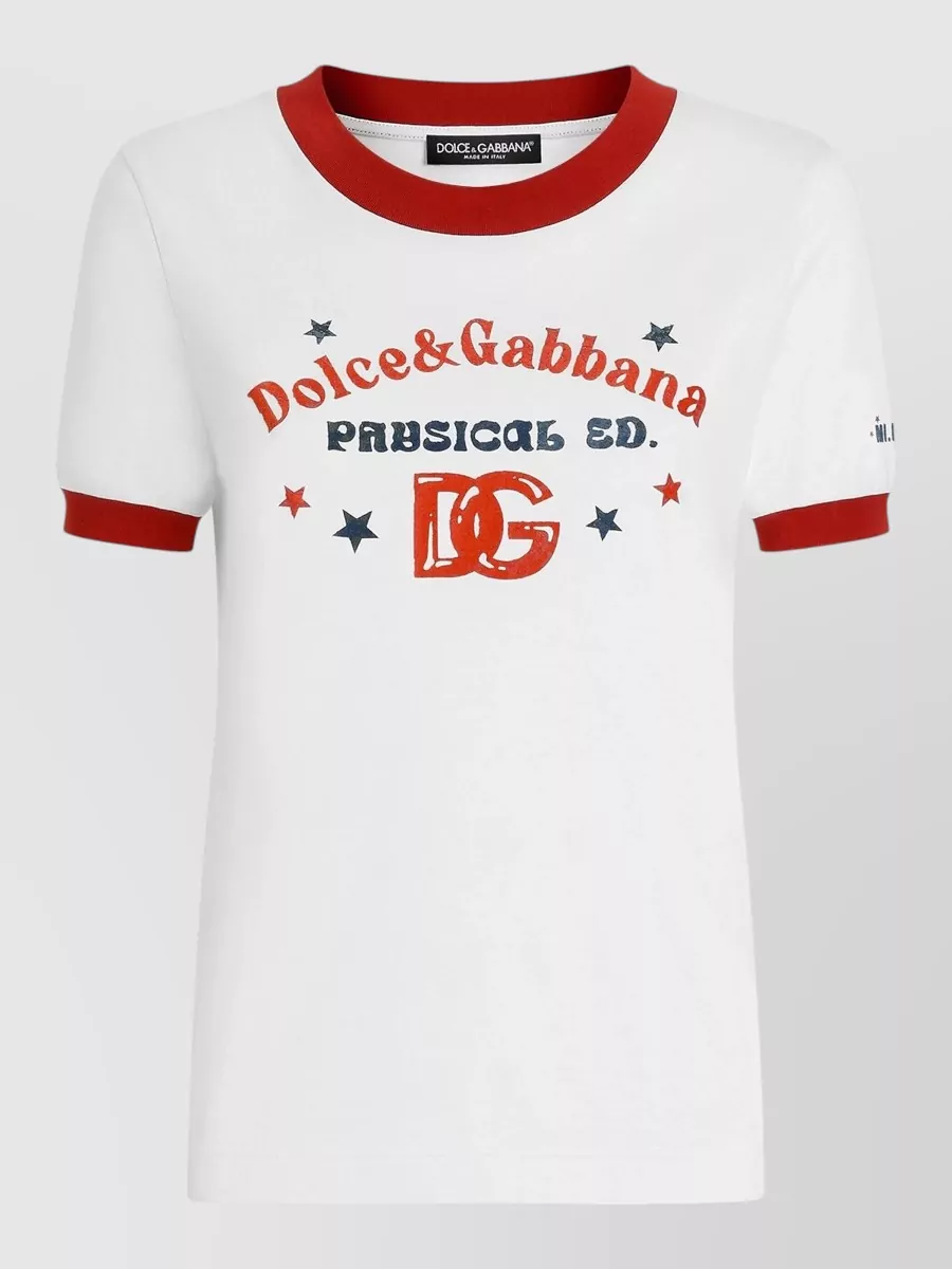Dolce&Gabbana Ribbed Trim Printed Jersey T-Shirt