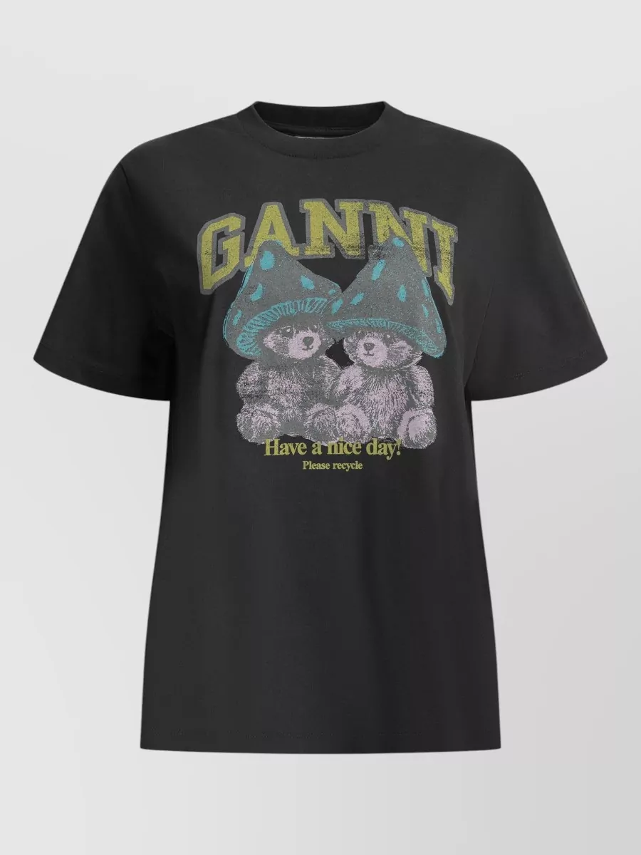 Ganni Organic cotton graphic crew-neck t-shirt