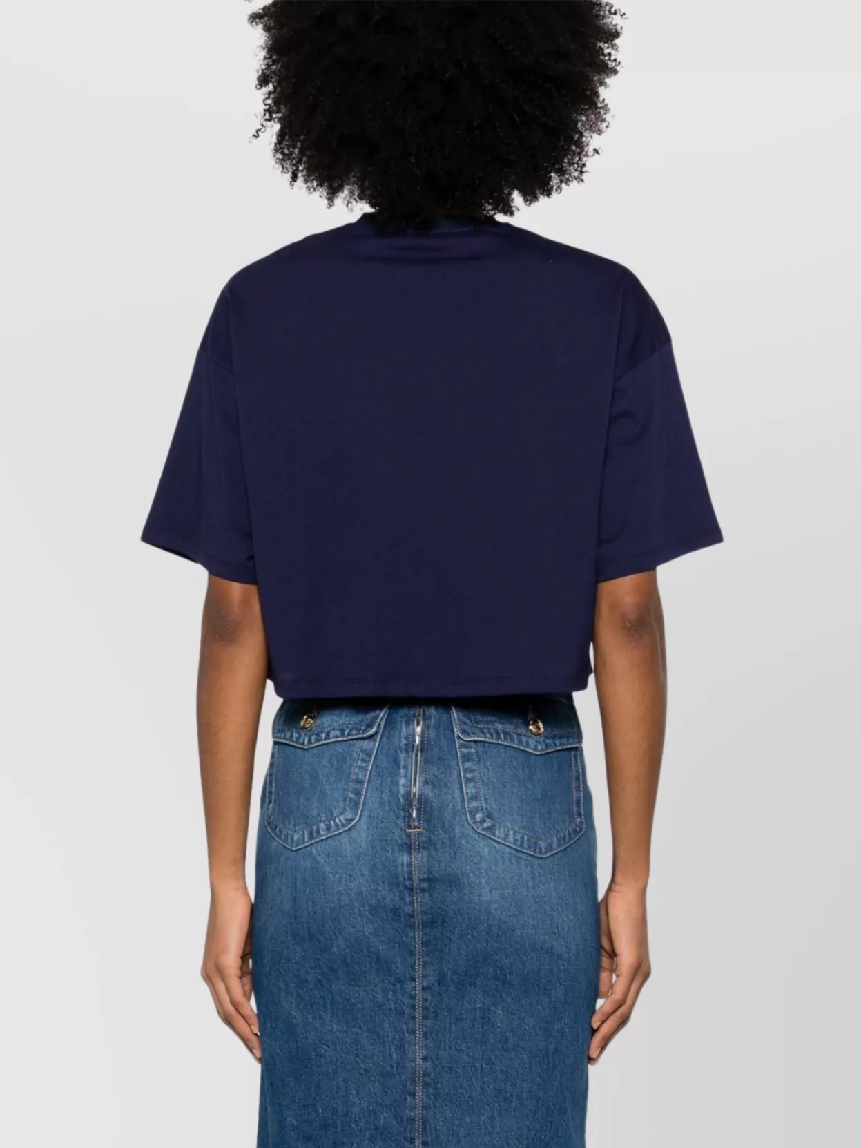 Elisabetta Franchi Cropped Logo-print Crew Neck T-shirt