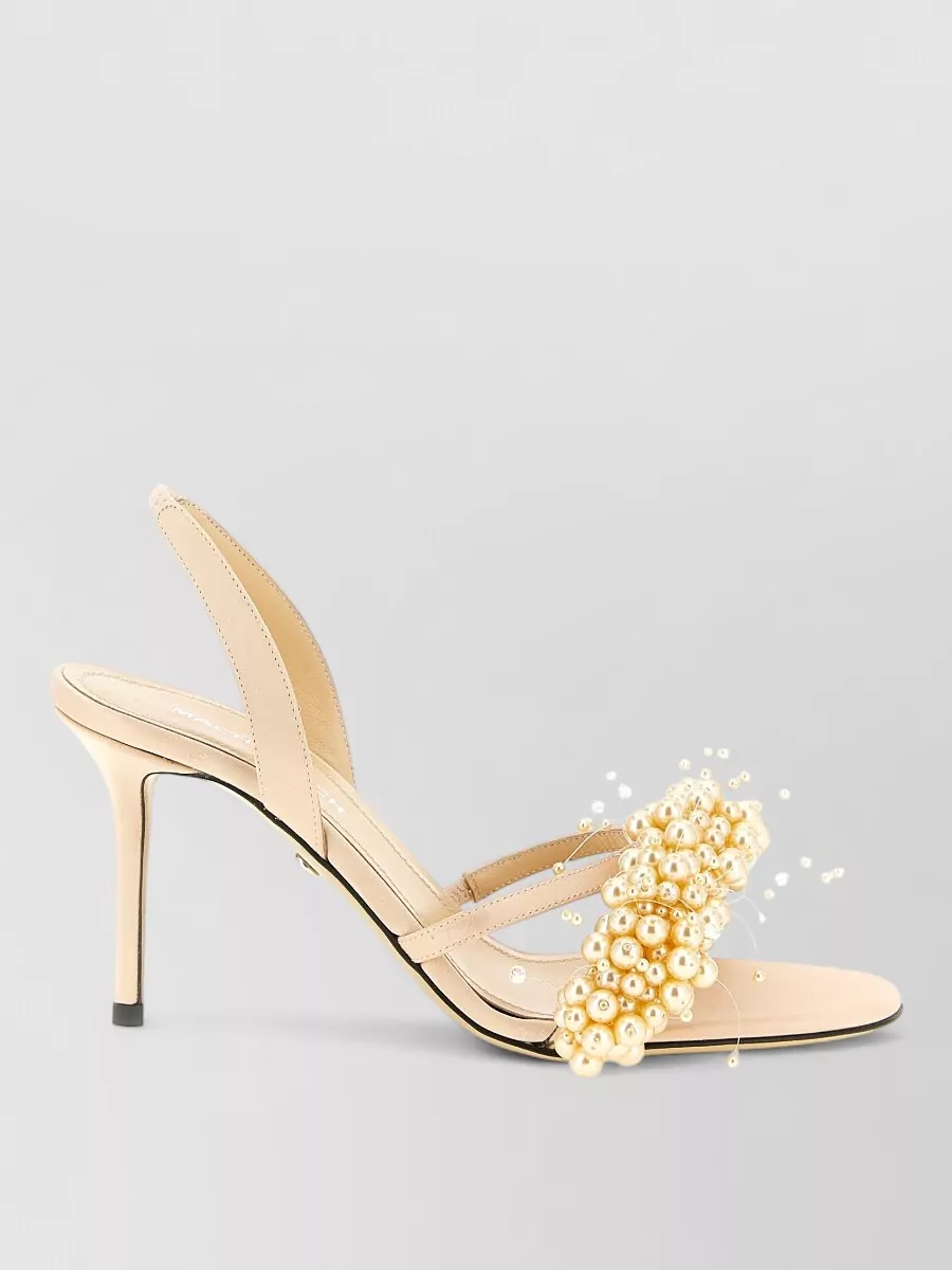 Mach & Mach Pearl Slingback Sandals Open Toe Stiletto