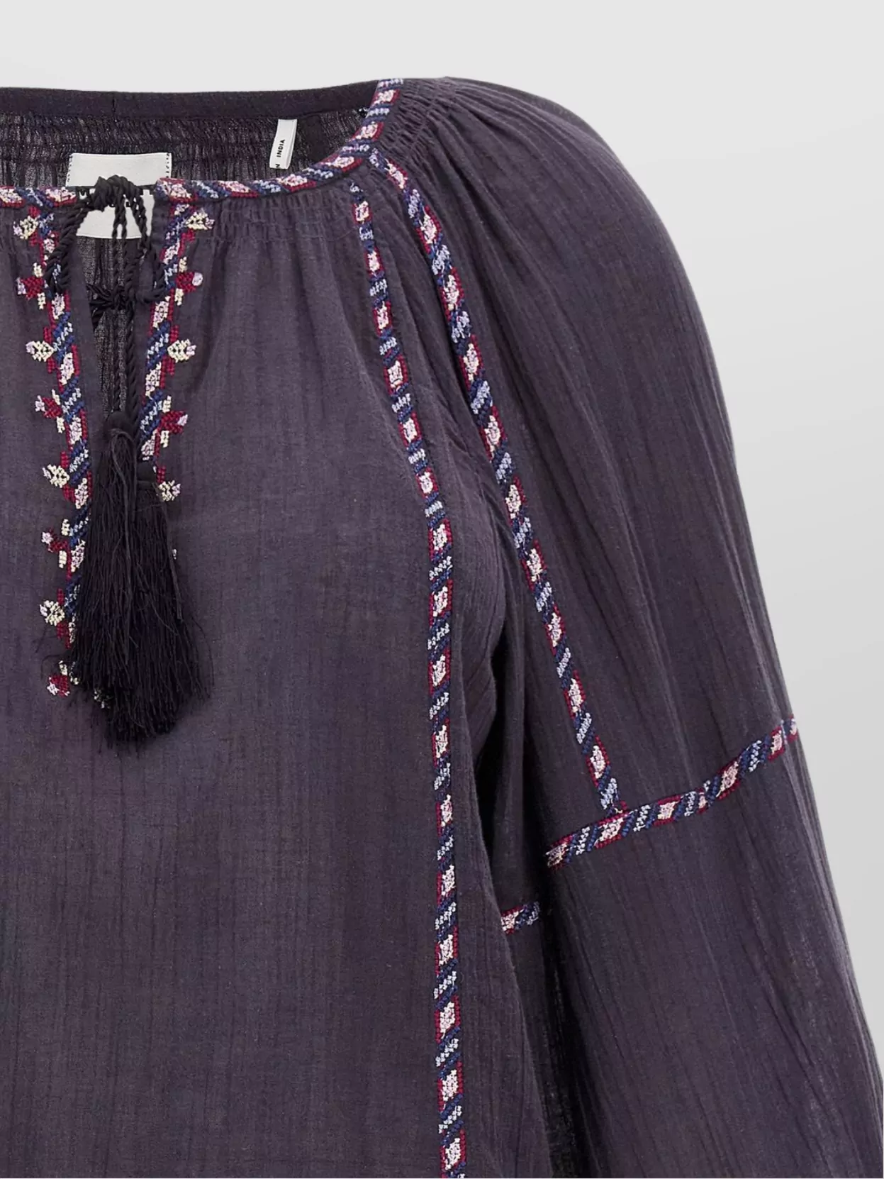 Isabel Marant Etoile Embroidered Cuffs Top With Tassel Tie