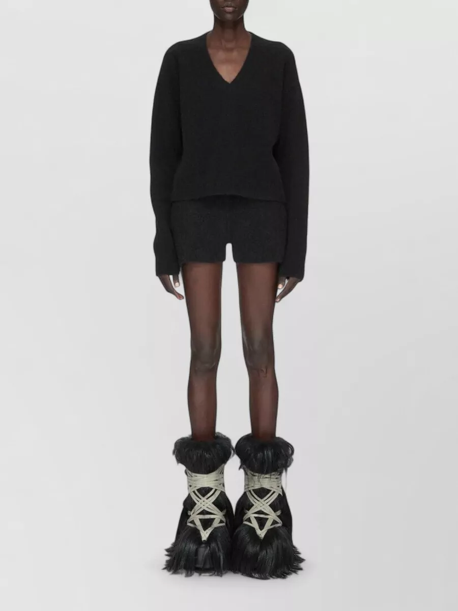 Rick Owens Virgin Wool Oversized V-Neck Sweater