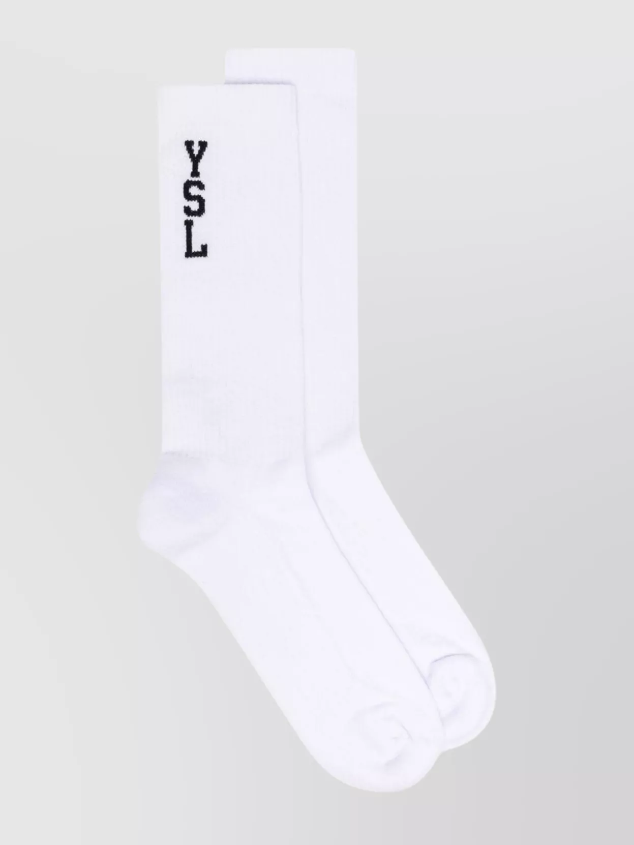 Shop Saint Laurent Ysl Crew Length Ribbed Cuffs Socks