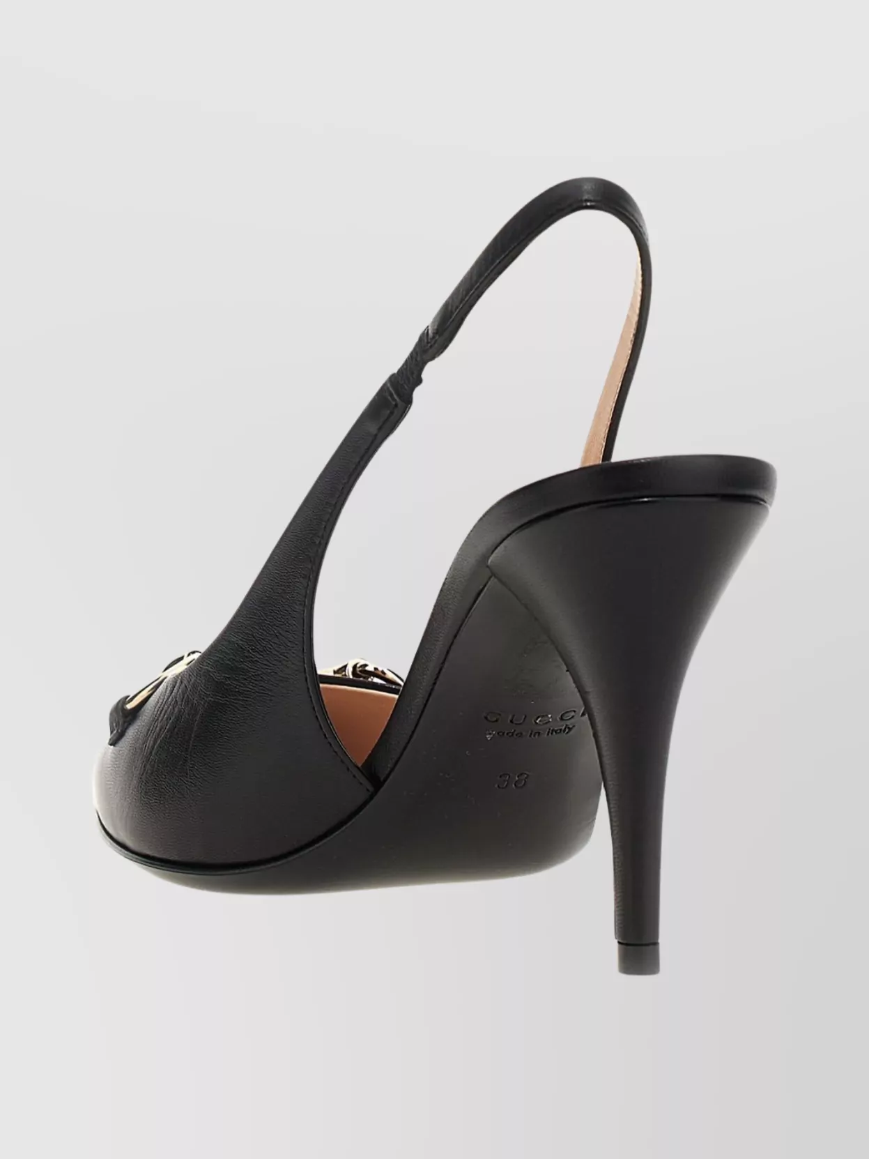 Gucci Slingback With Pointed Toe And Gold Hardware In Black