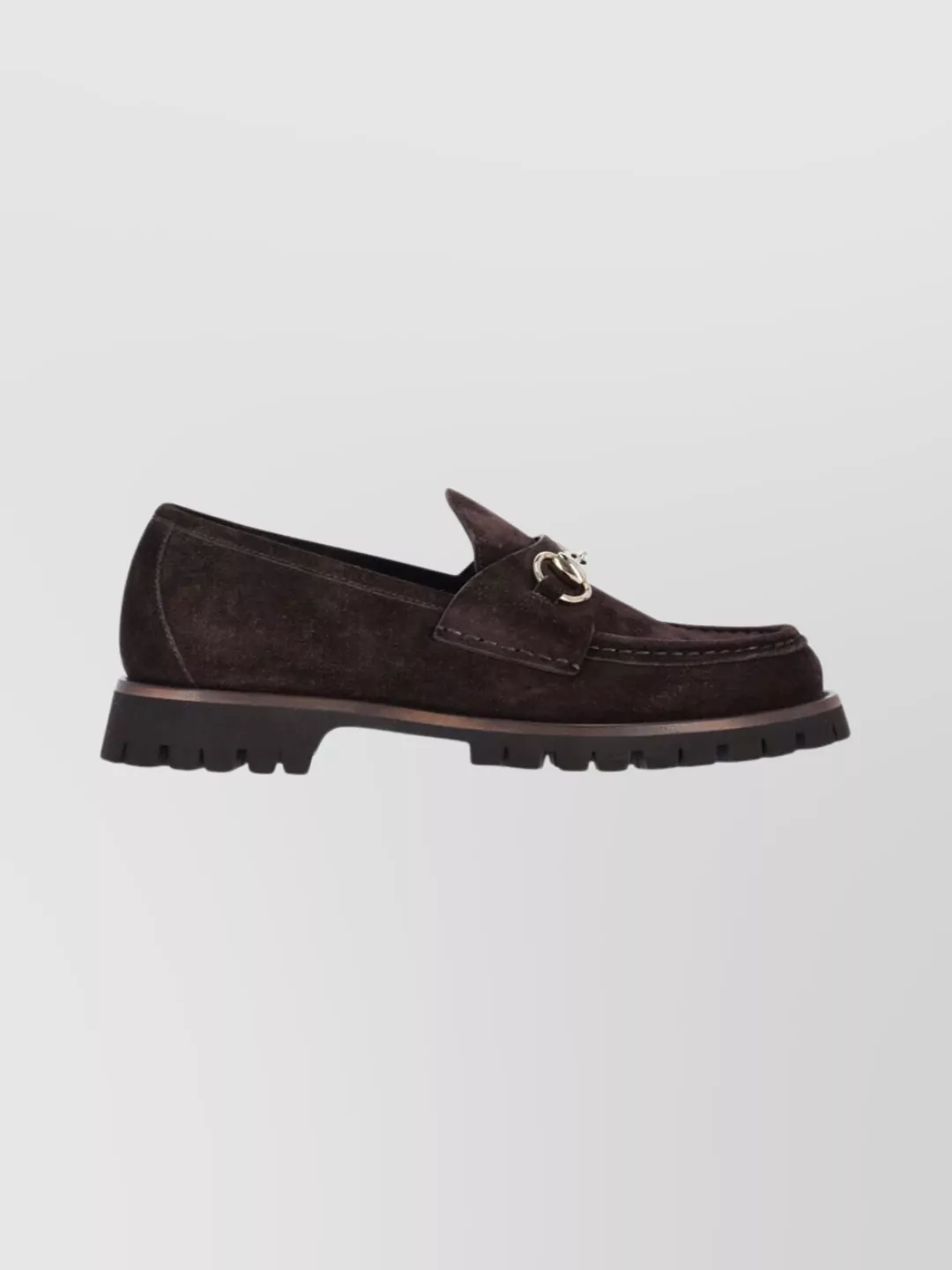 Gucci Chunky Sole Suede Loafers With Metal Detail