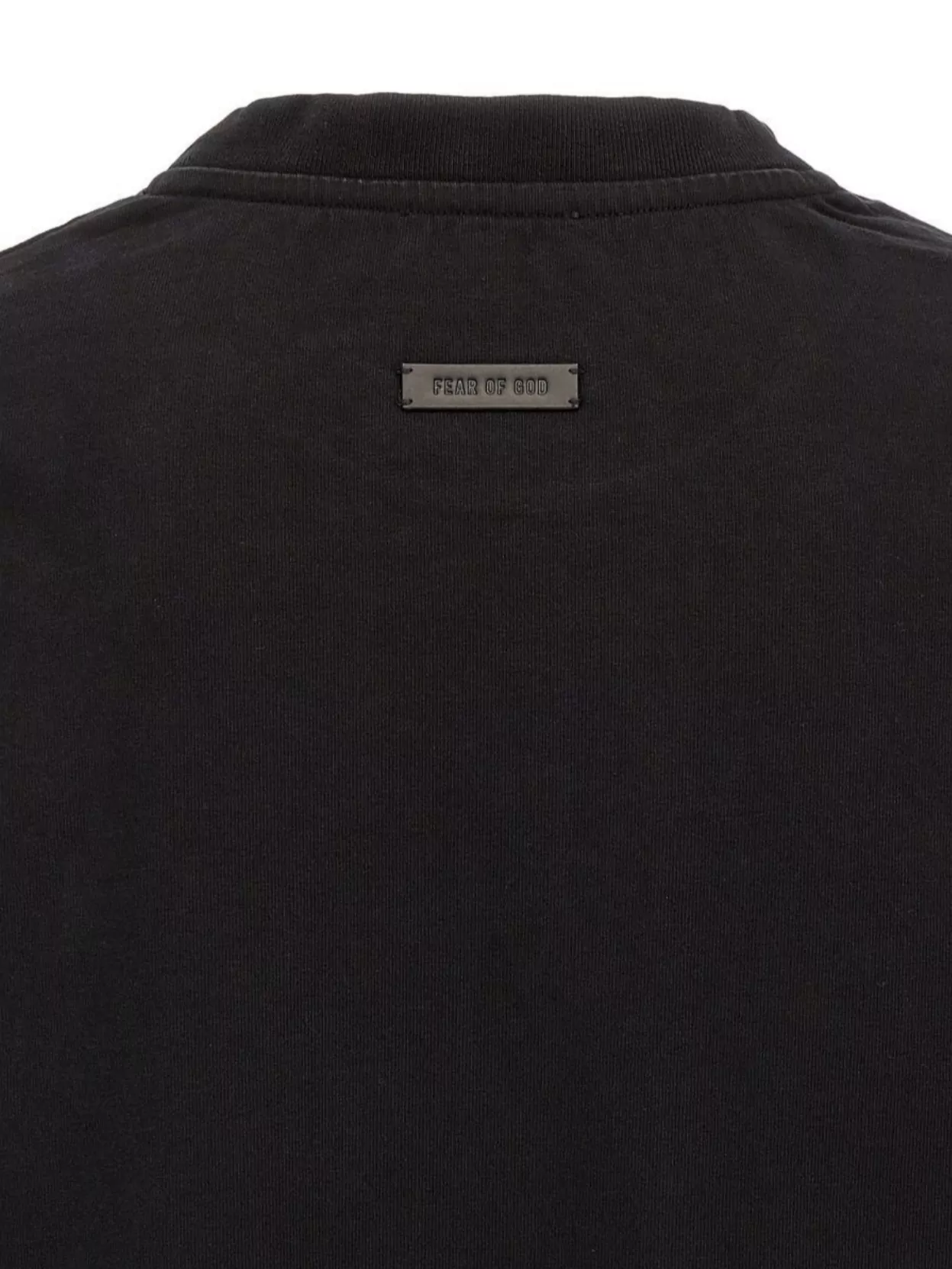 Fear Of God Eternal Black Crewneck T-shirt With Tonal Embroidery On The Front And Logo Patch On The Rear In Cott