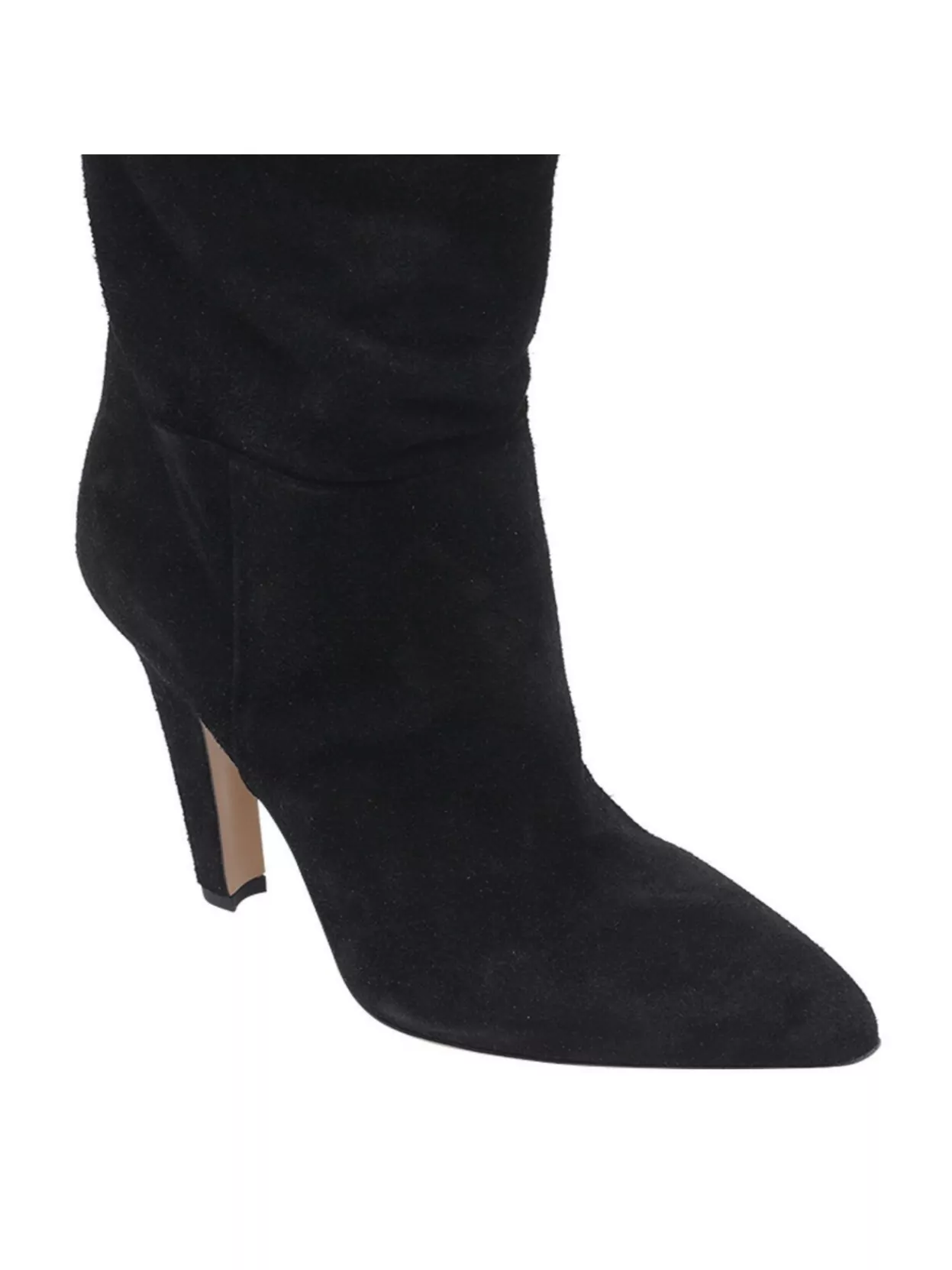 Paris Texas Suede Over The Knee Pointed Toe Boots In Black