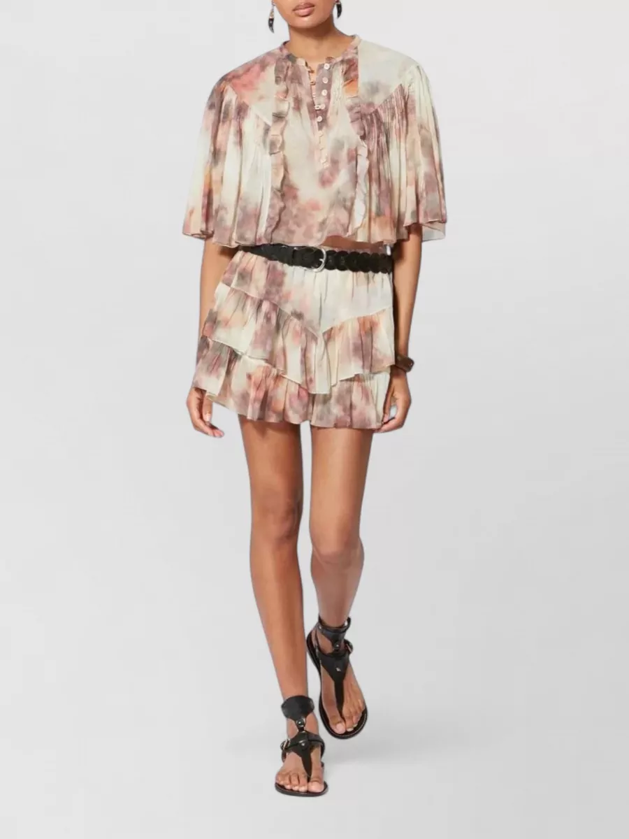 Isabel Marant Etoile Cotton Ruffled Short-Sleeve Playsuit