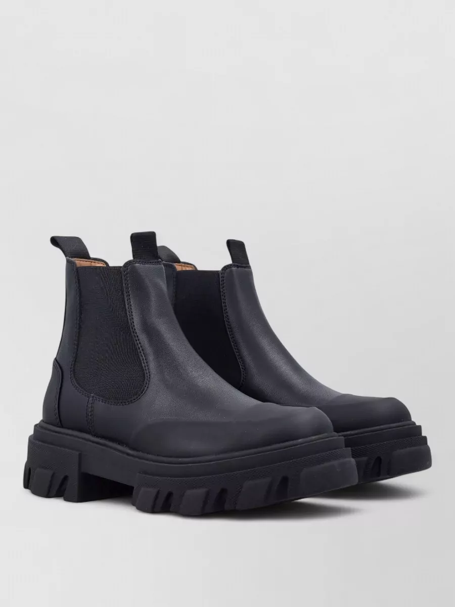 Ganni leather cleated chelsea boots