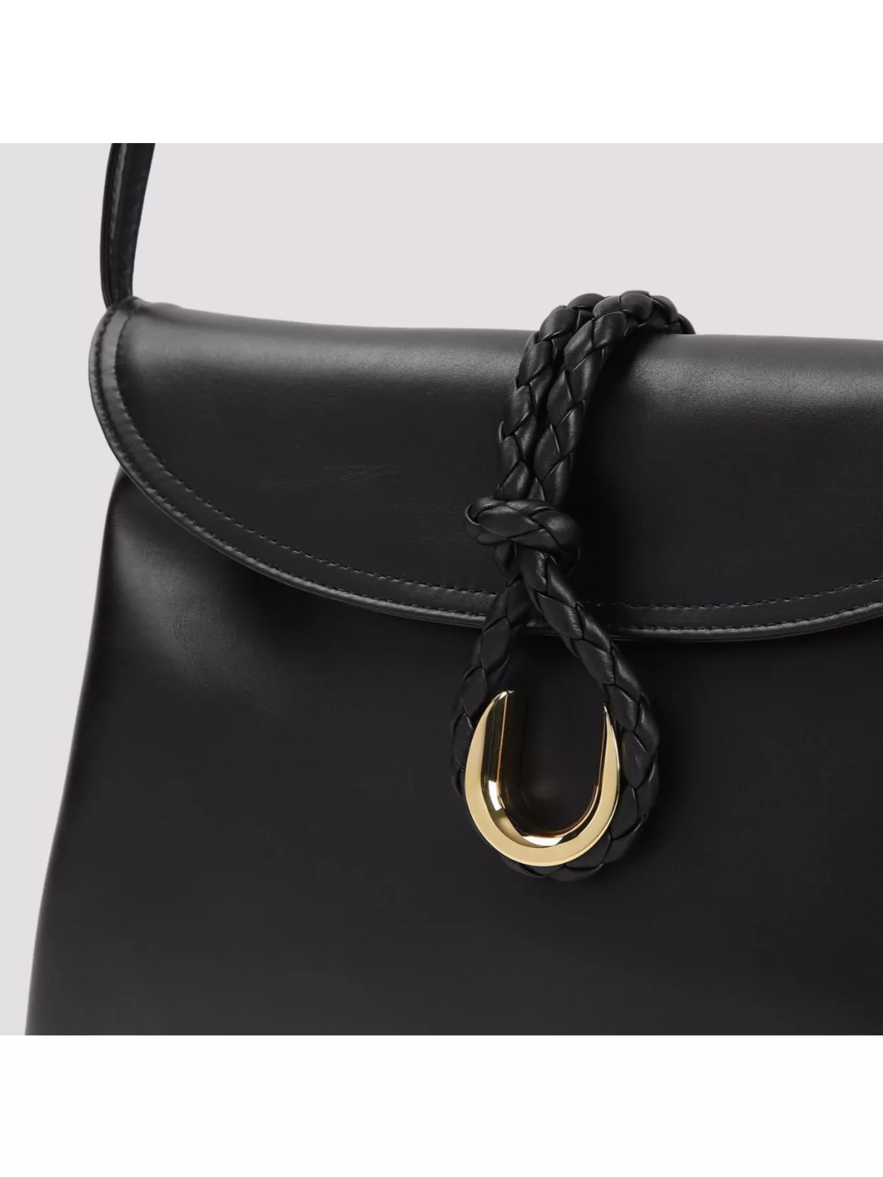 Bottega Veneta Dark Brown Leather Small Liberta Crossbody Bag In Black